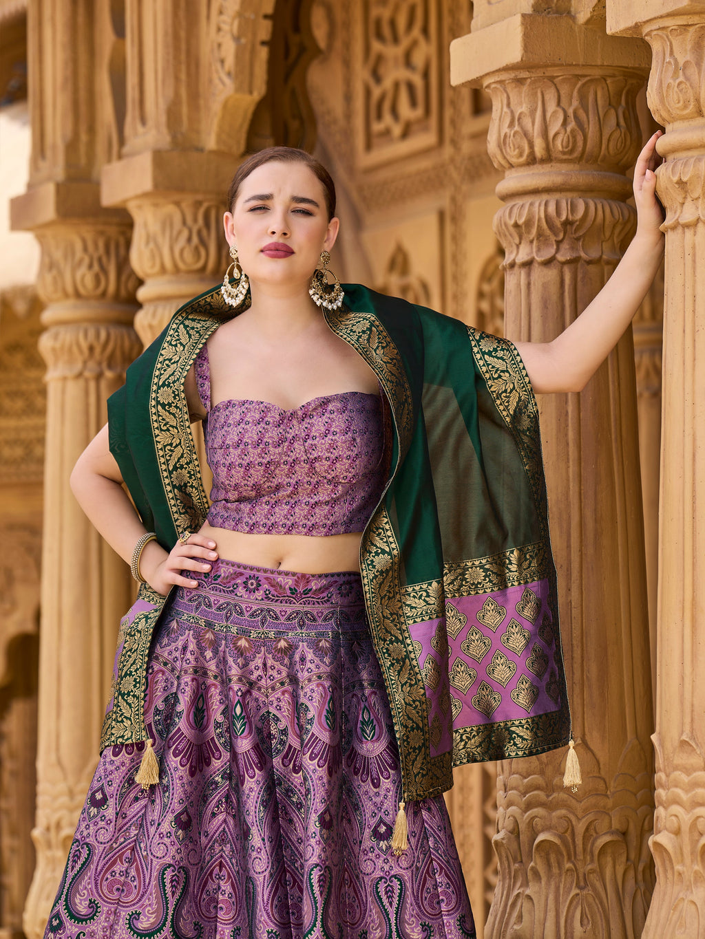 Women's Purple Kanjiwaram Lehengas