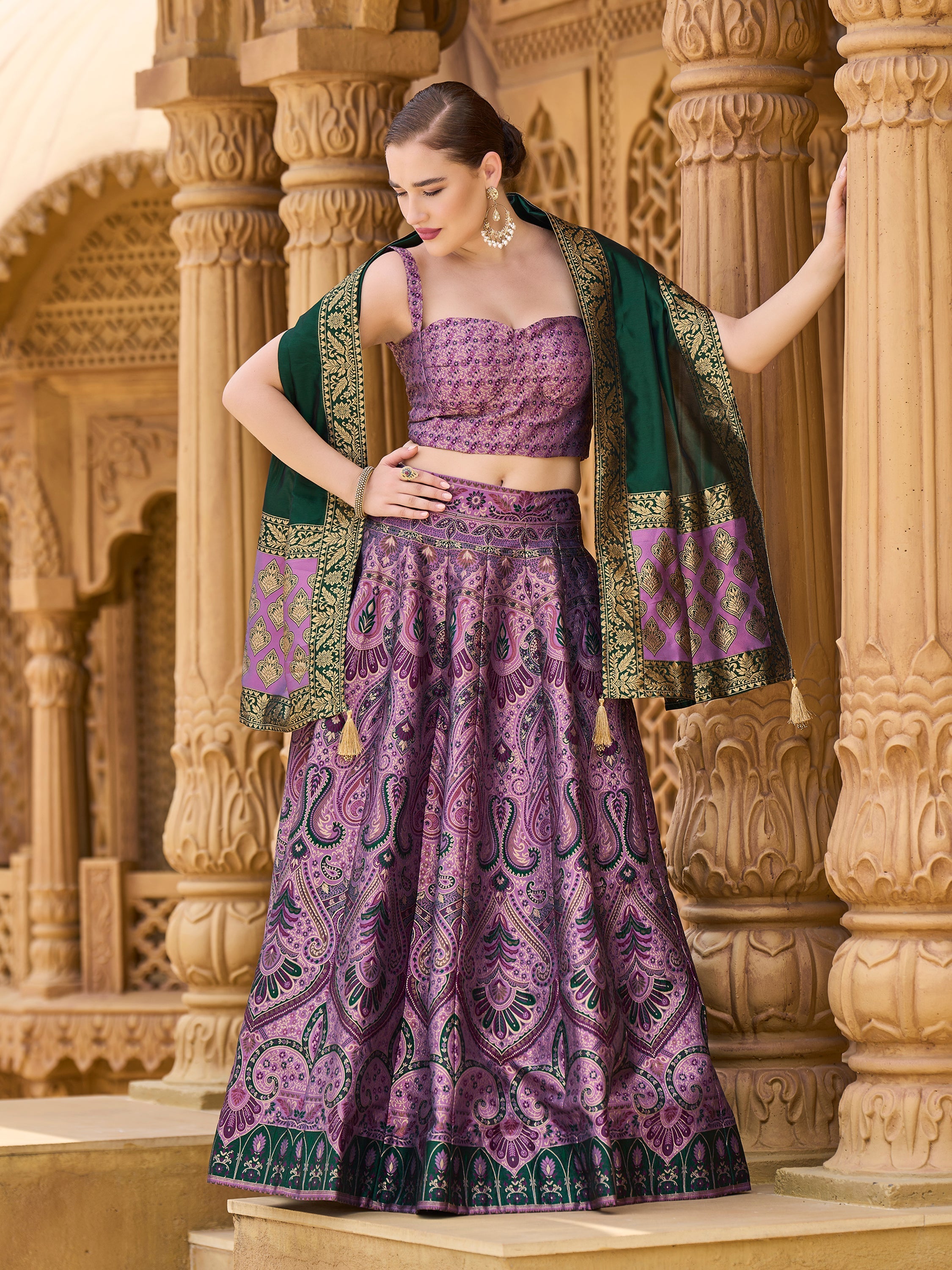 Women's Purple Kanjiwaram Lehengas