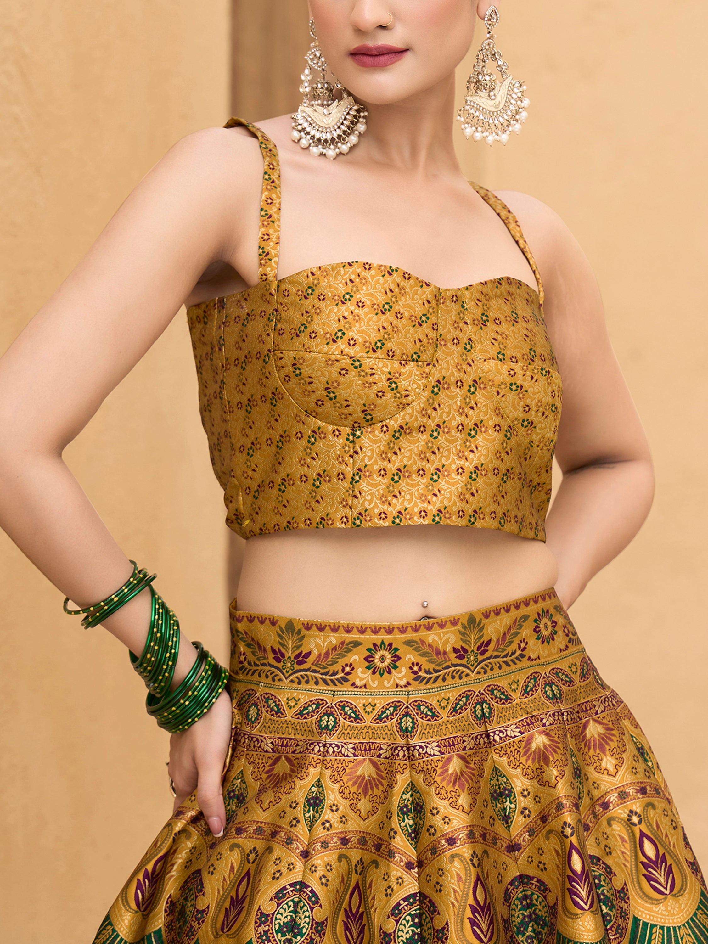 Women's Yellow Kanjiwaram Lehengas