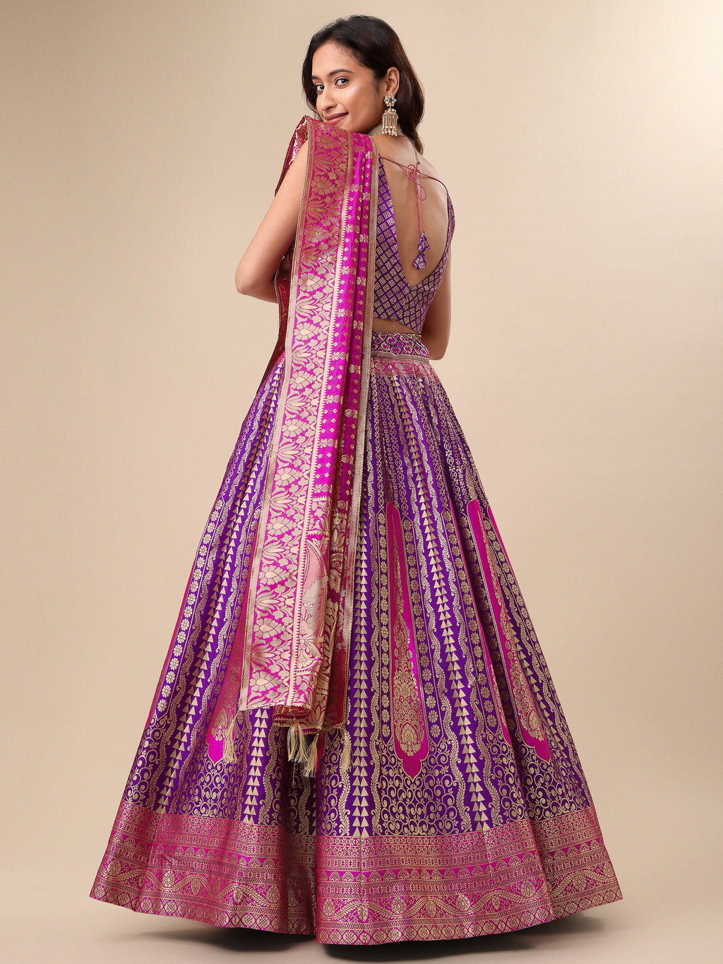 Women Embellished Flared Wine Lehenga Choli
