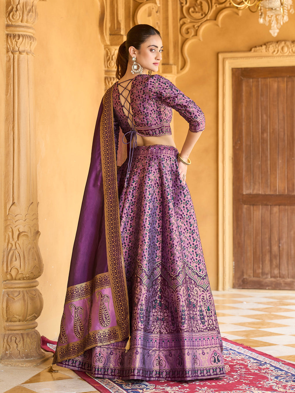 Women's Purple Kanjiwaram Lehengas