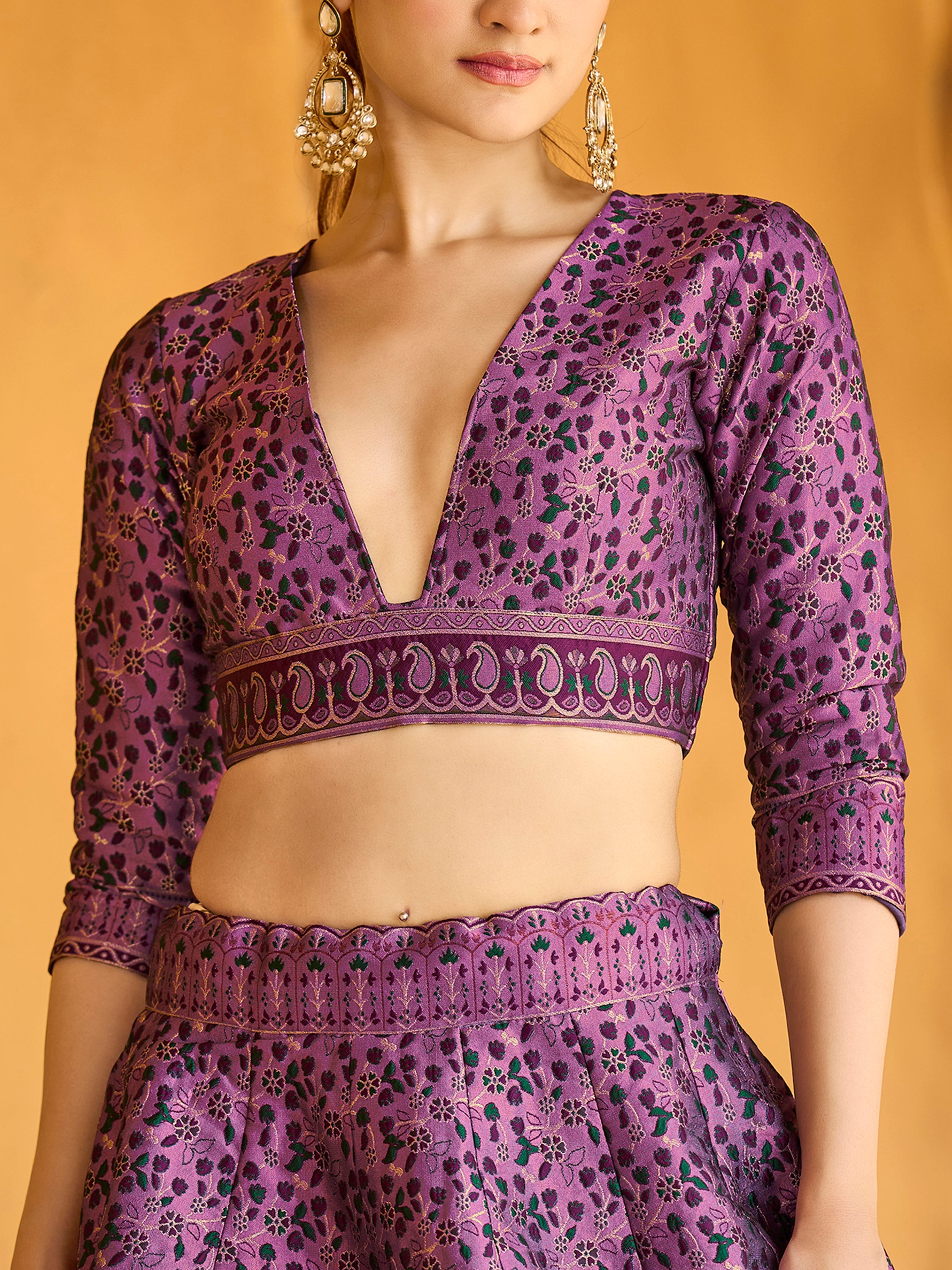 Women's Purple Kanjiwaram Lehengas