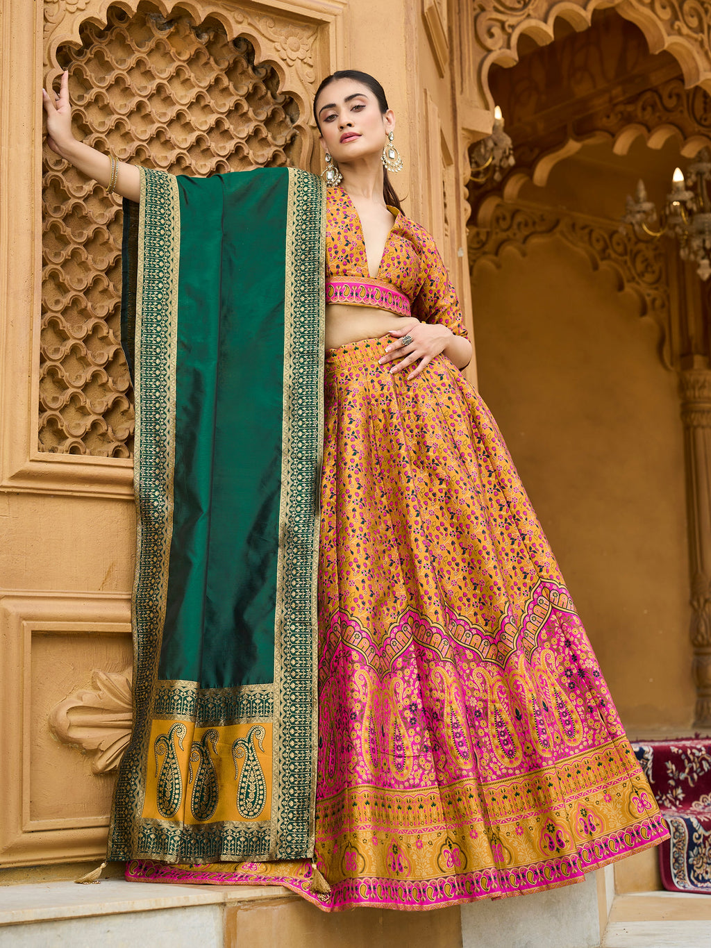 Women's Yellow Kanjiwaram Lehengas