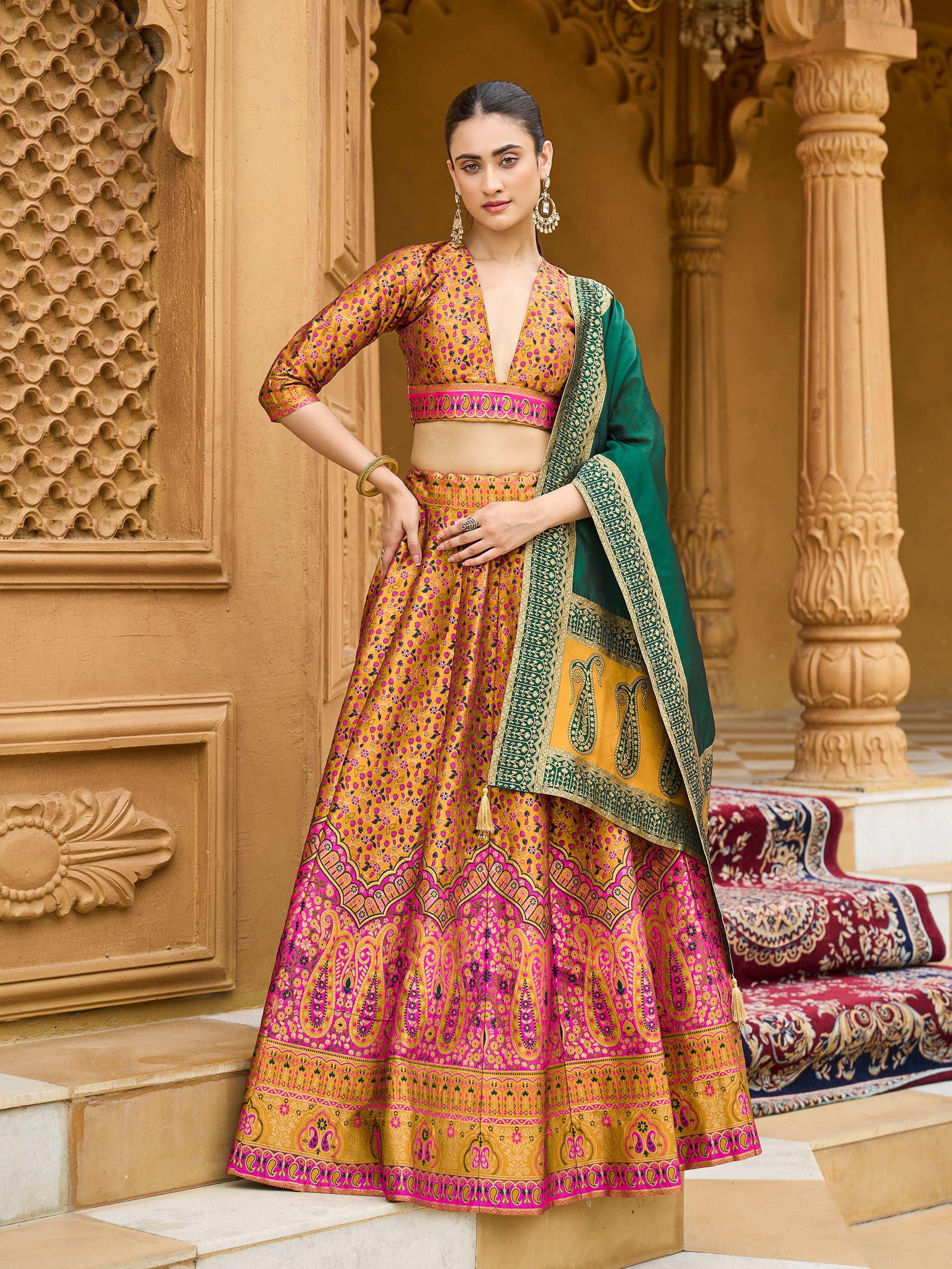 Women's Yellow Kanjiwaram Lehengas