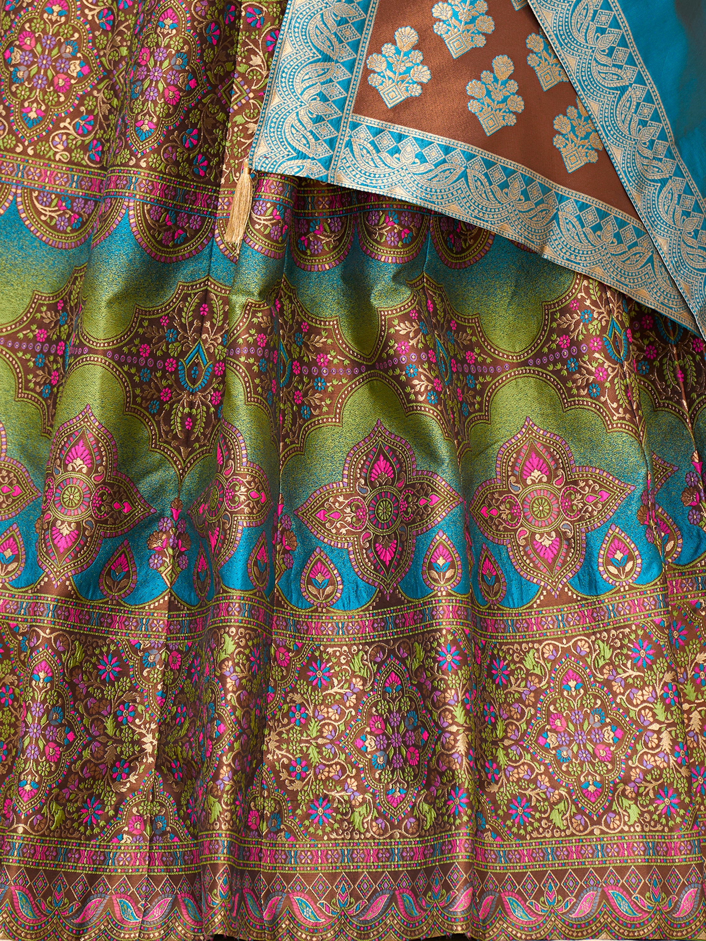 Women's Brown Kanjiwaram Lehengas