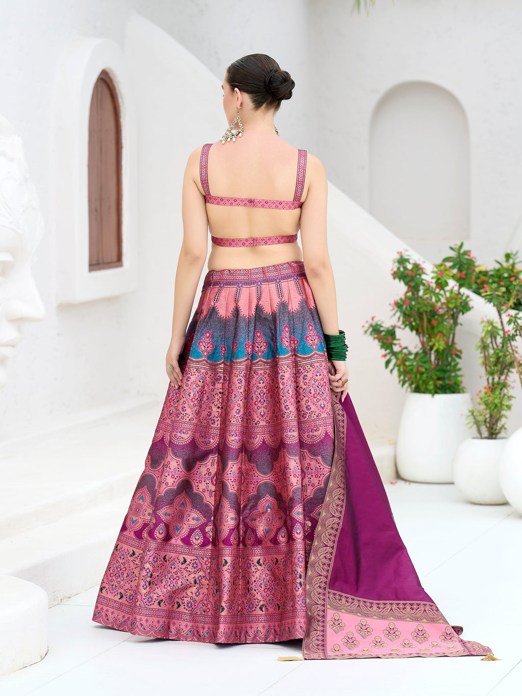 Women's Pink Kanjiwaram Lehengas