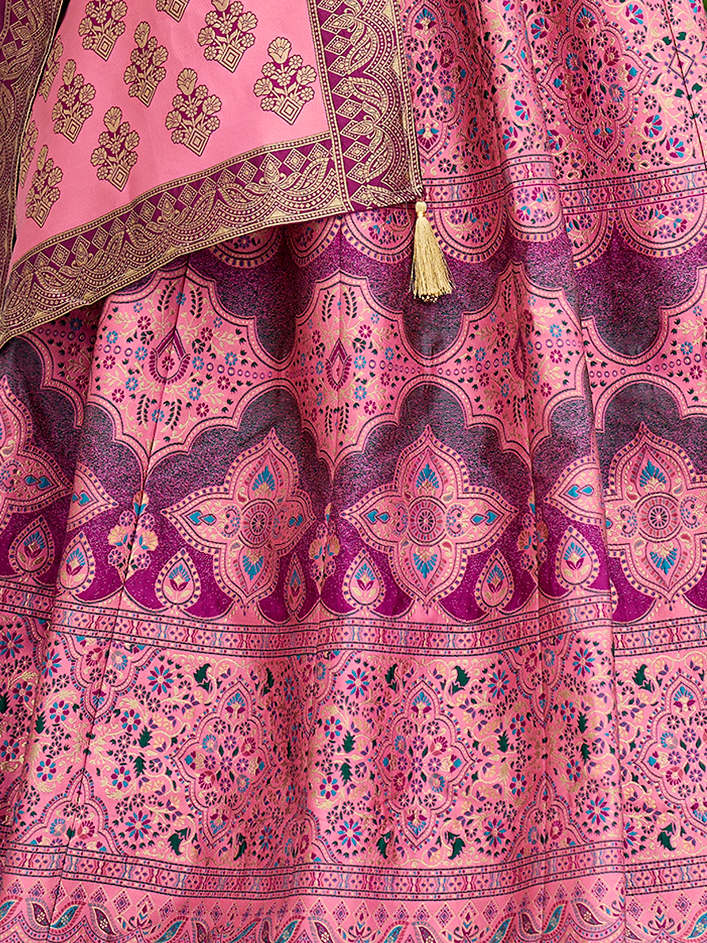 Women's Pink Kanjiwaram Lehengas