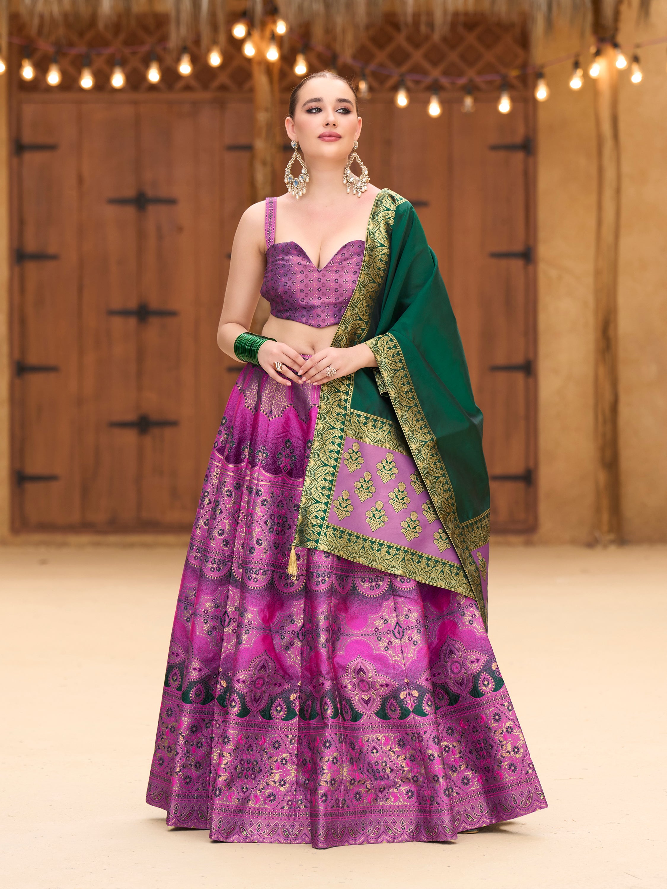 Women's Purple Kanjiwaram Lehengas