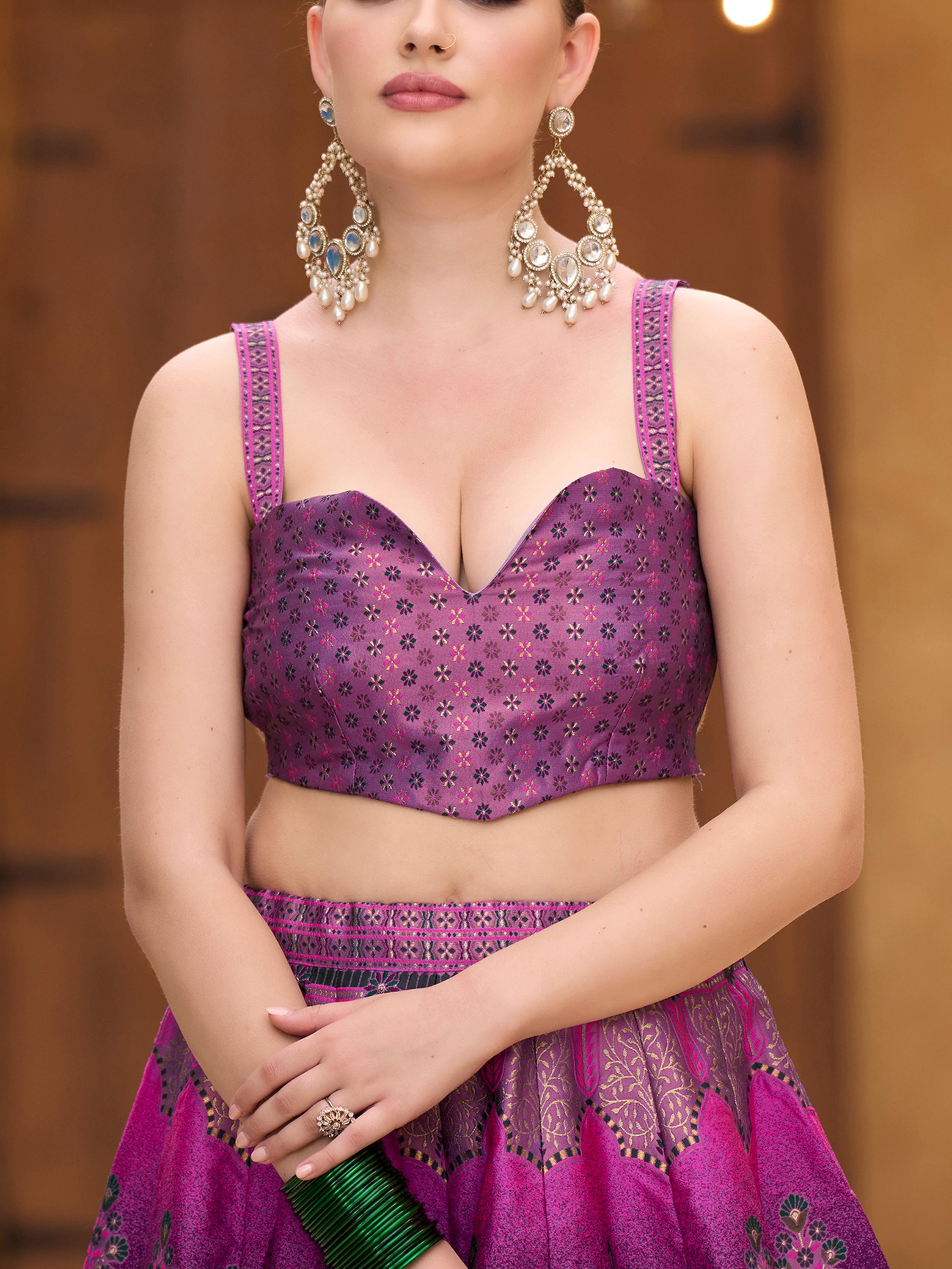 Women's Purple Kanjiwaram Lehengas