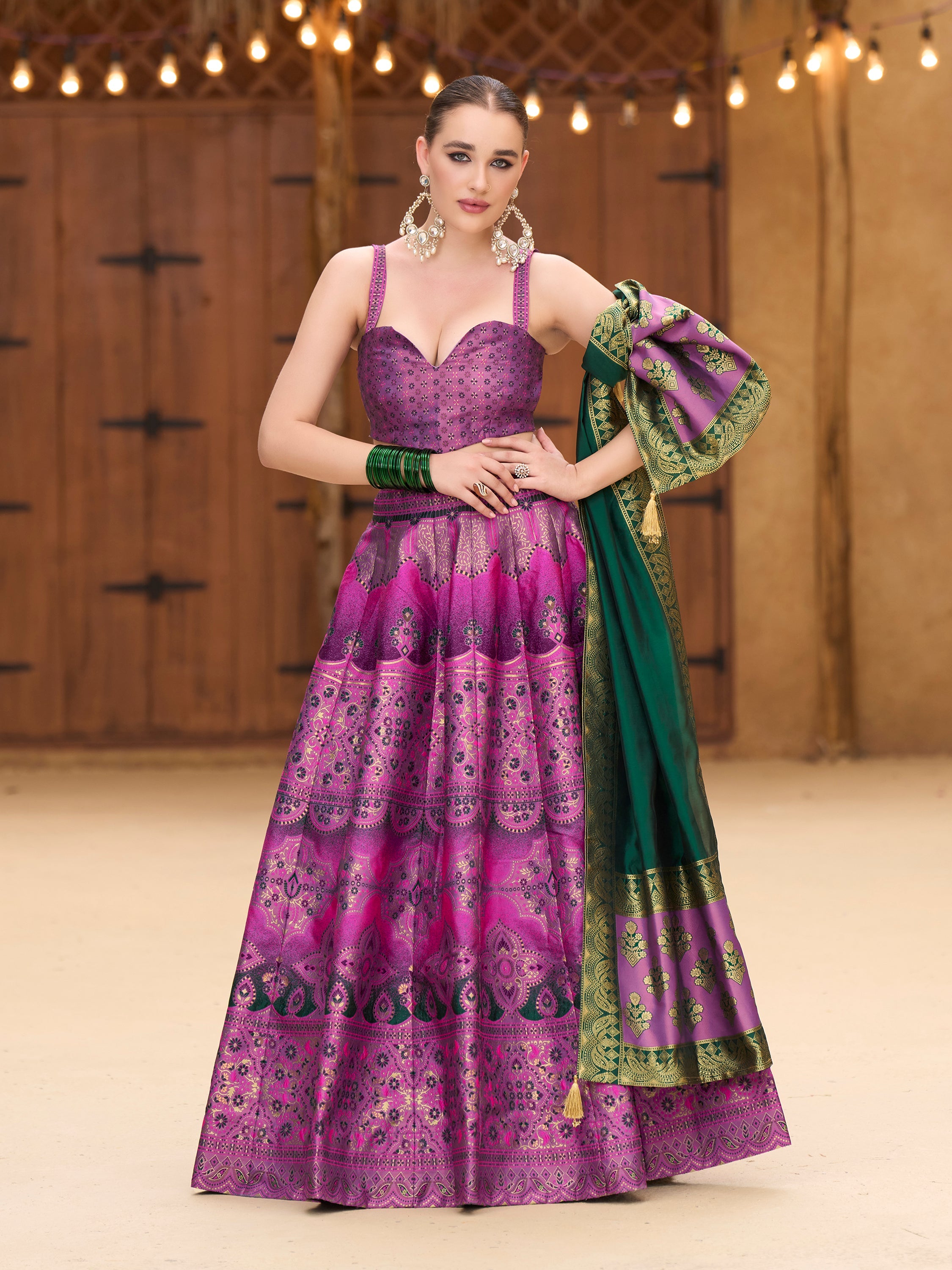 Women's Purple Kanjiwaram Lehengas