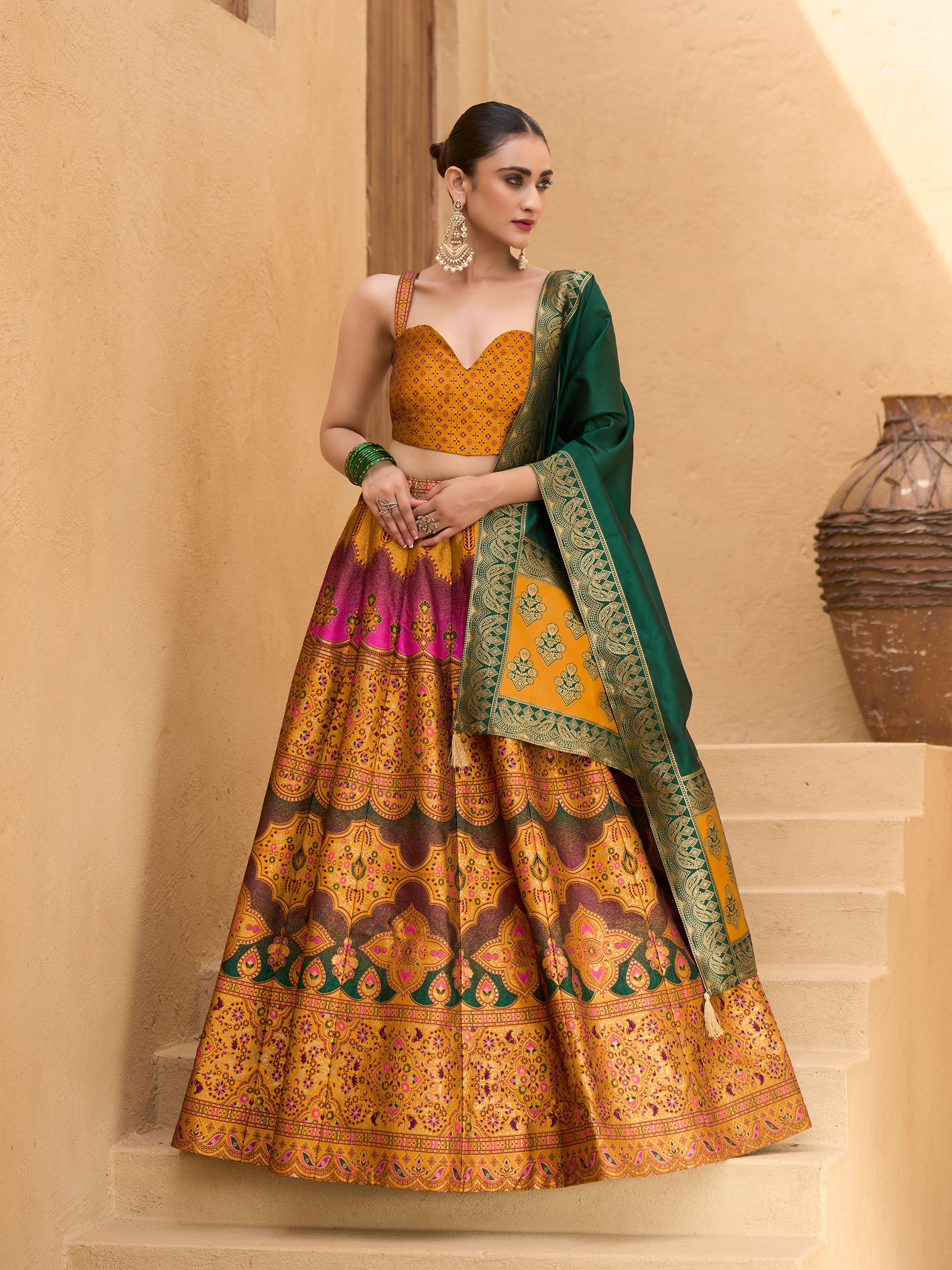 Women's Yellow Kanjiwaram Lehengas