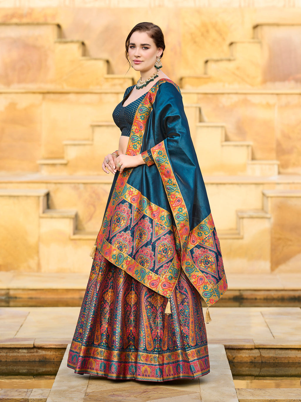 Women's Rama Jacquard Crape Lehengas
