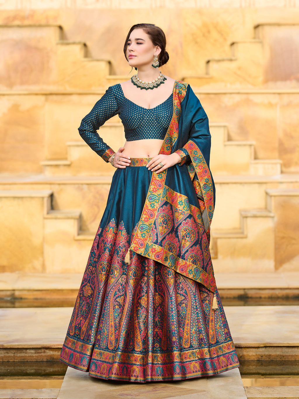 Women's Rama Jacquard Crape Lehengas