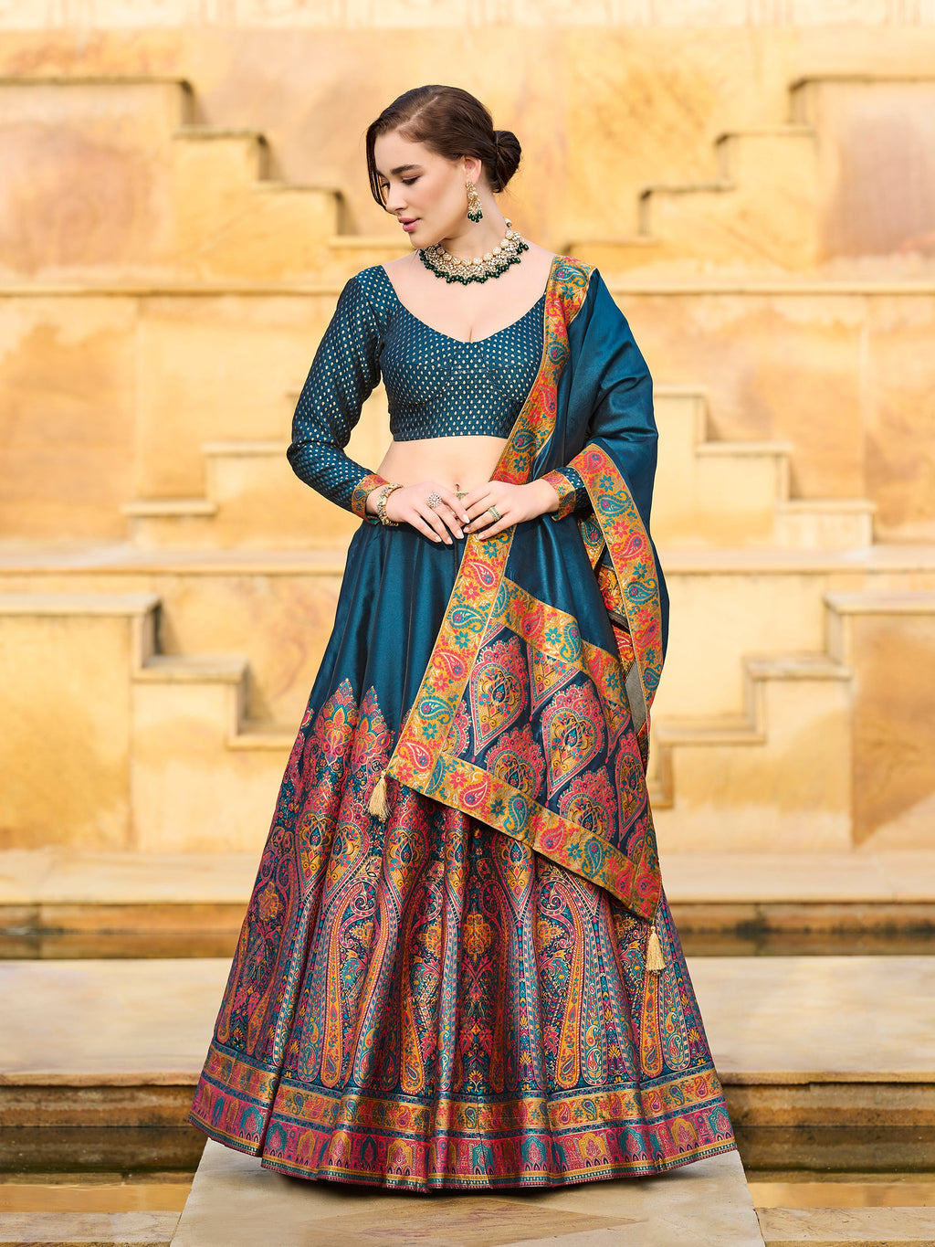 Women's Rama Jacquard Crape Lehengas