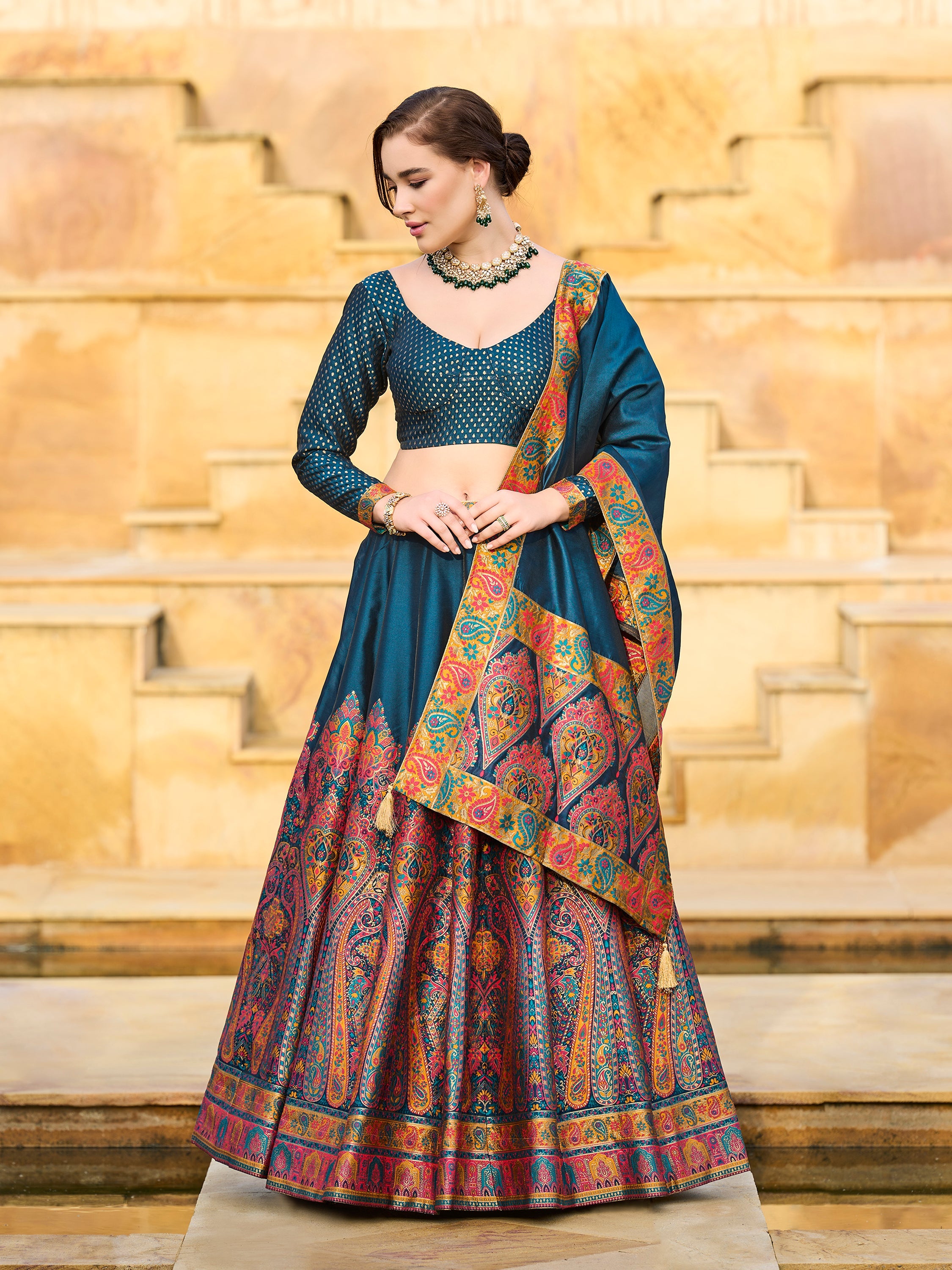 Women's Rama Jacquard Crape Lehengas