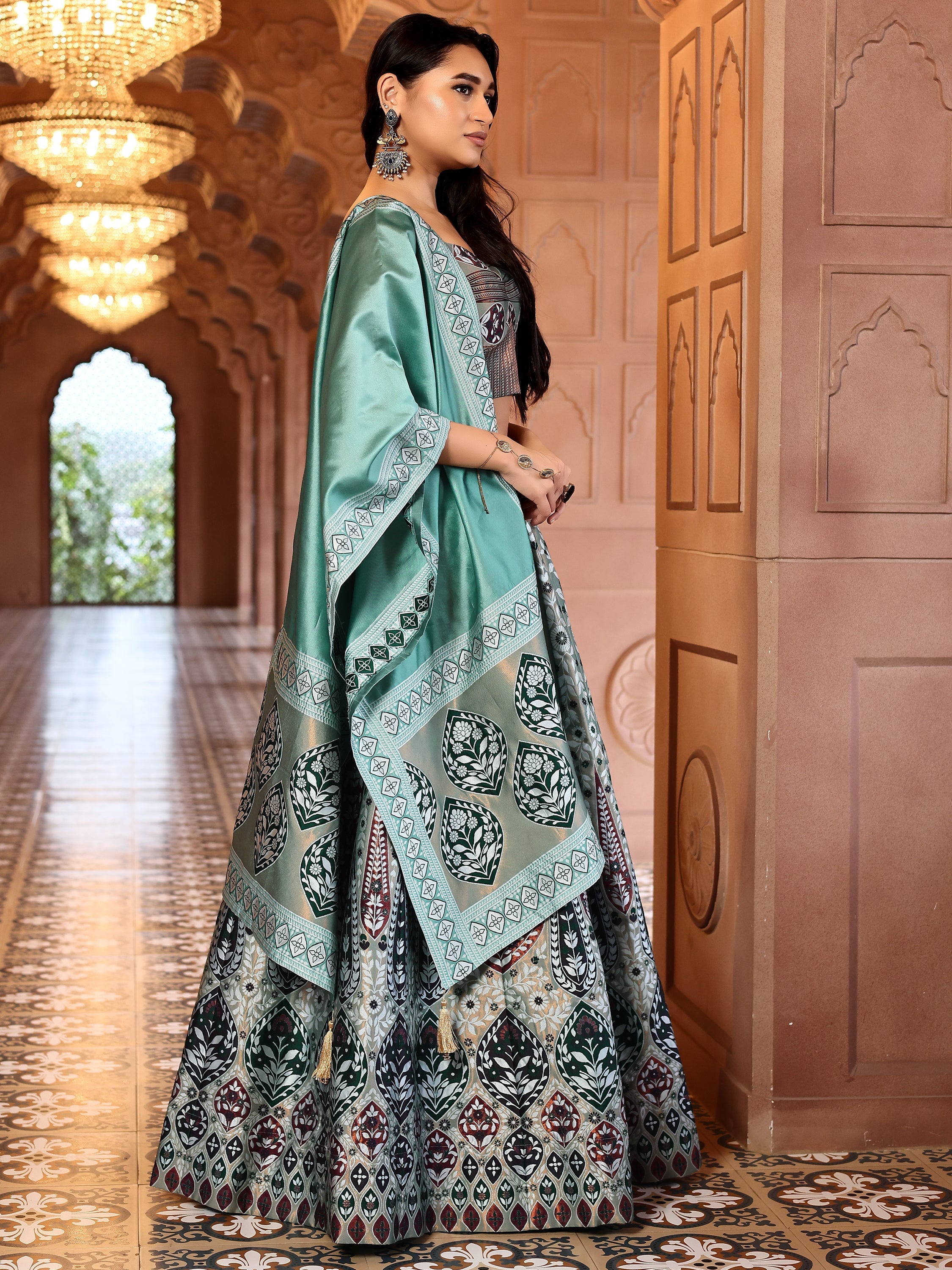 Kanjiwaram Lehenga Choli See Green Ethnic Zari Magic