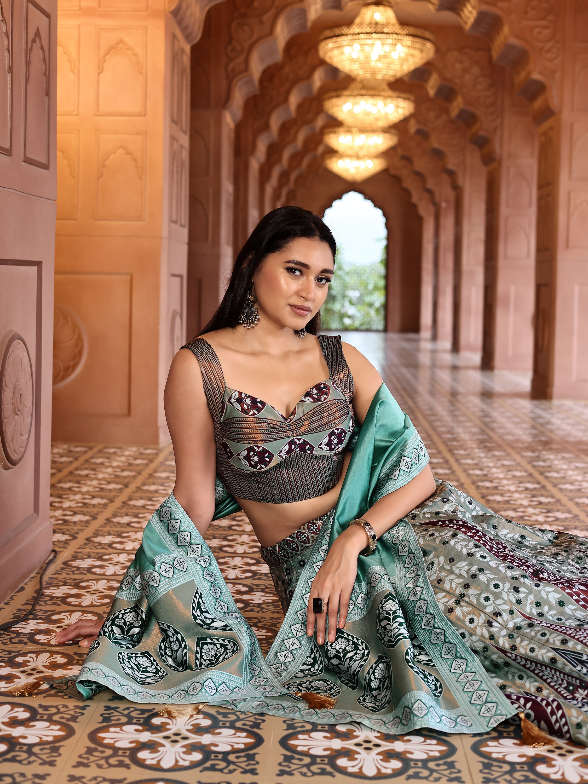 Kanjiwaram Lehenga Choli See Green Ethnic Zari Magic