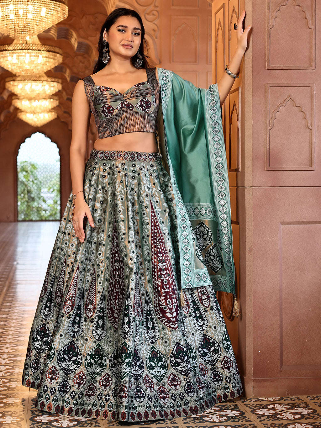 Kanjiwaram Lehenga Choli See Green Ethnic Zari Magic