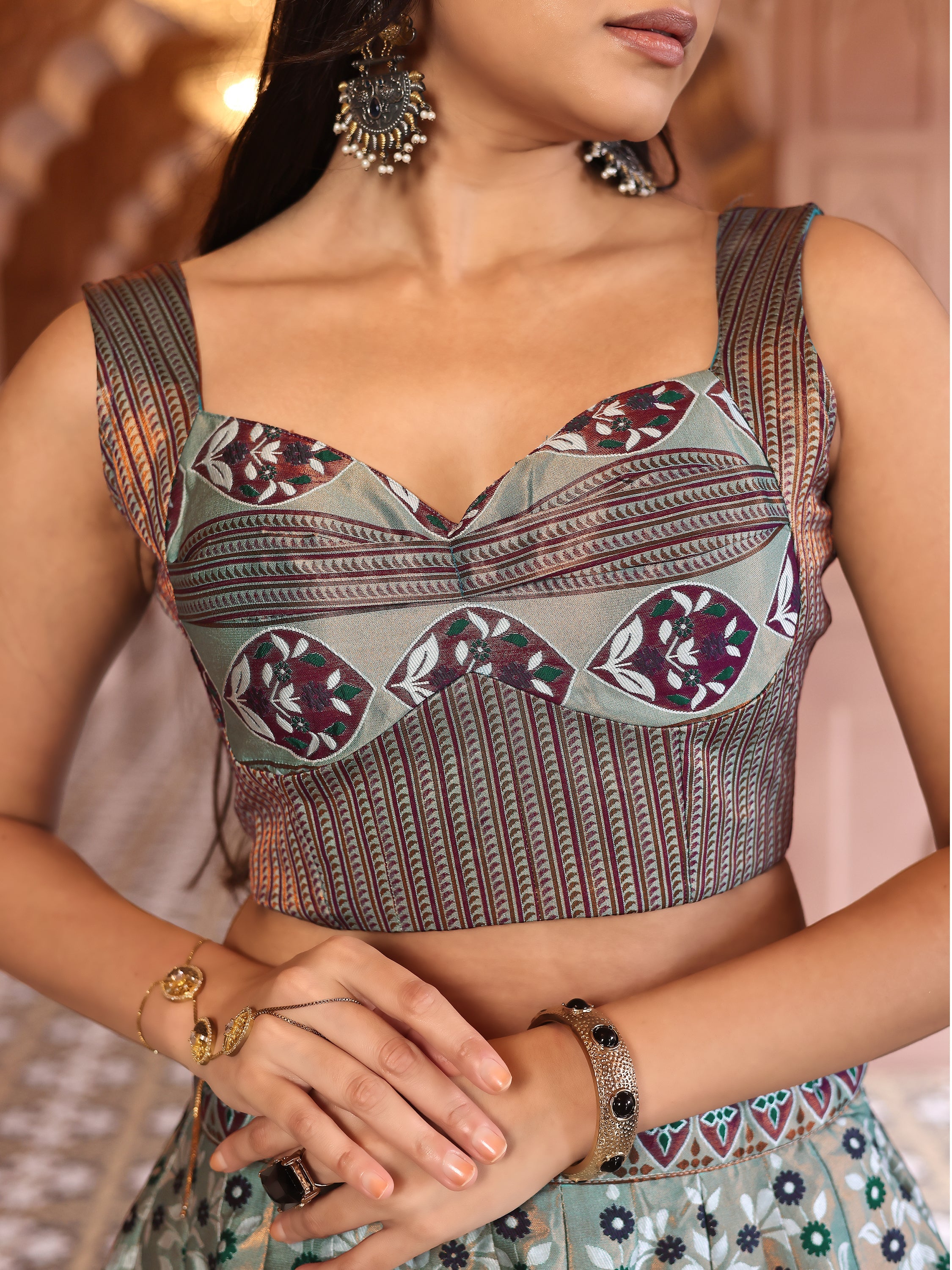 Kanjiwaram Lehenga Choli See Green Ethnic Zari Magic