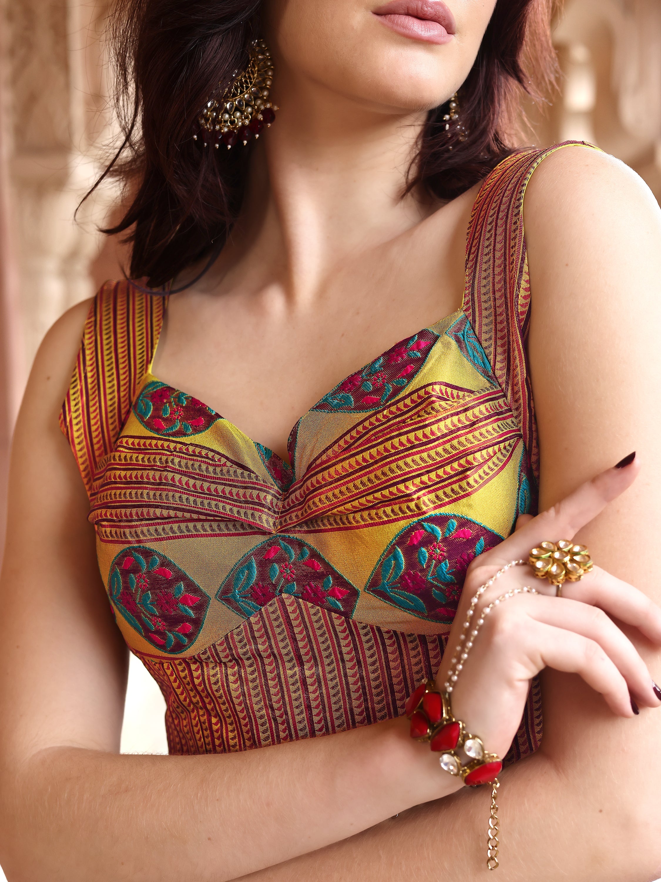 Kanjiwaram Lehenga Choli Lime Ethnic Zari Magic