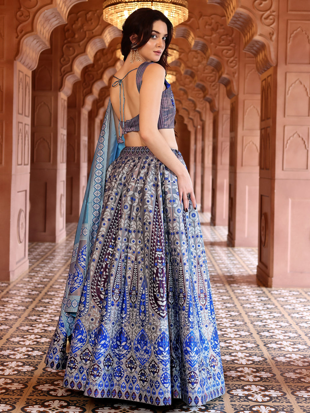 Kanjiwaram Lehenga Choli Teal Ethnic Zari Magic