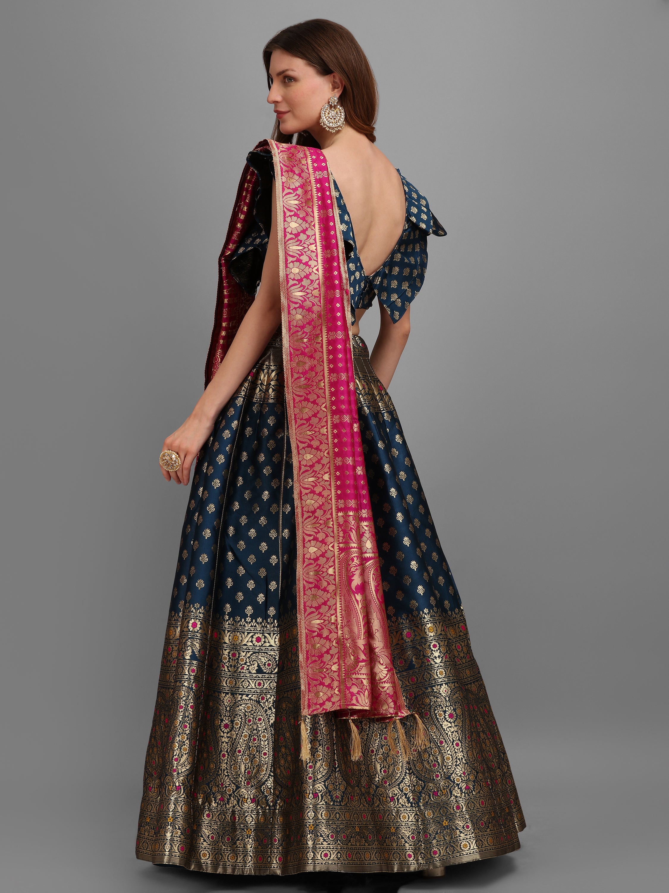 Women Rama Self Design Print Lehenga