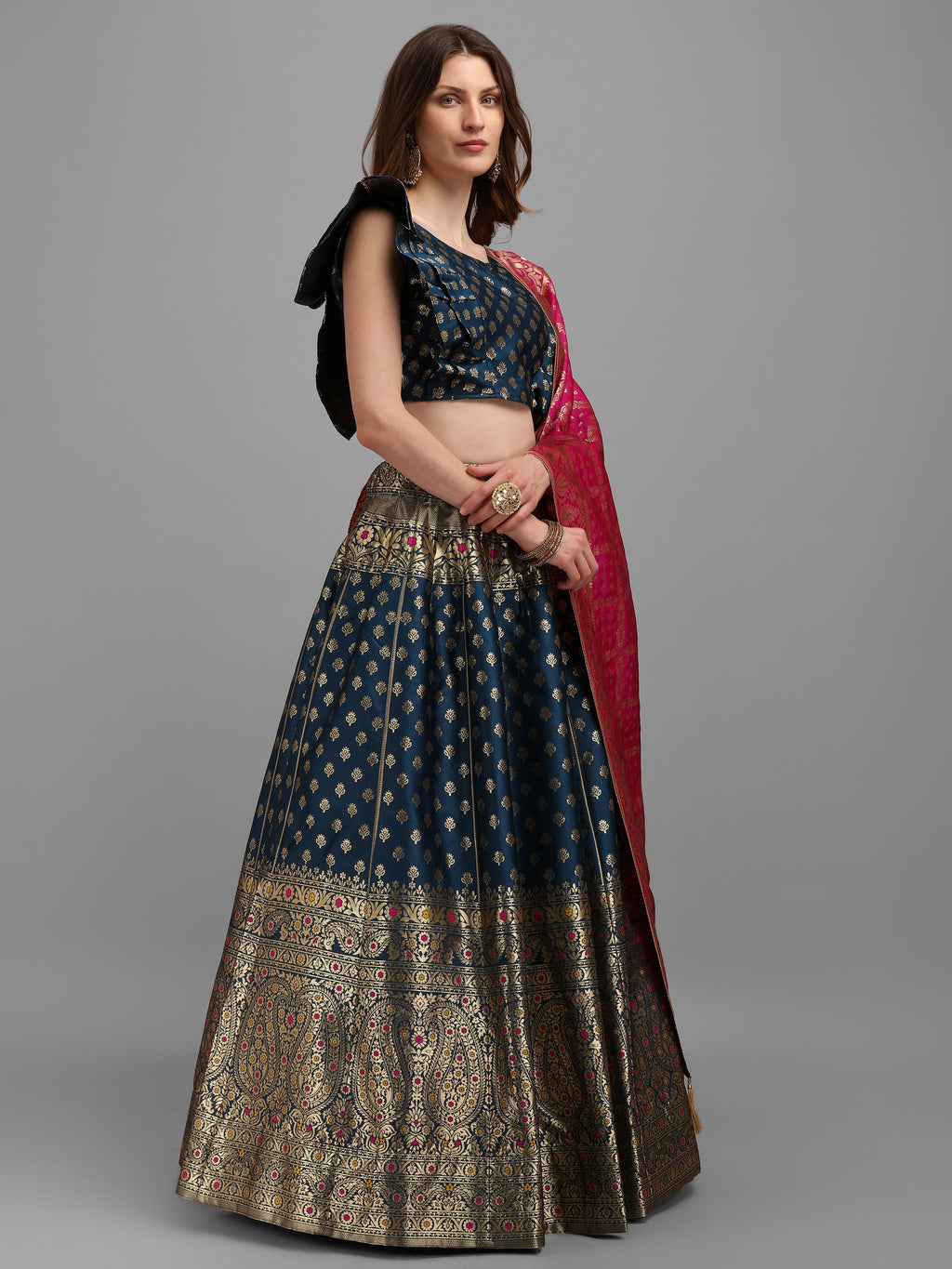 Women Rama Self Design Print Lehenga