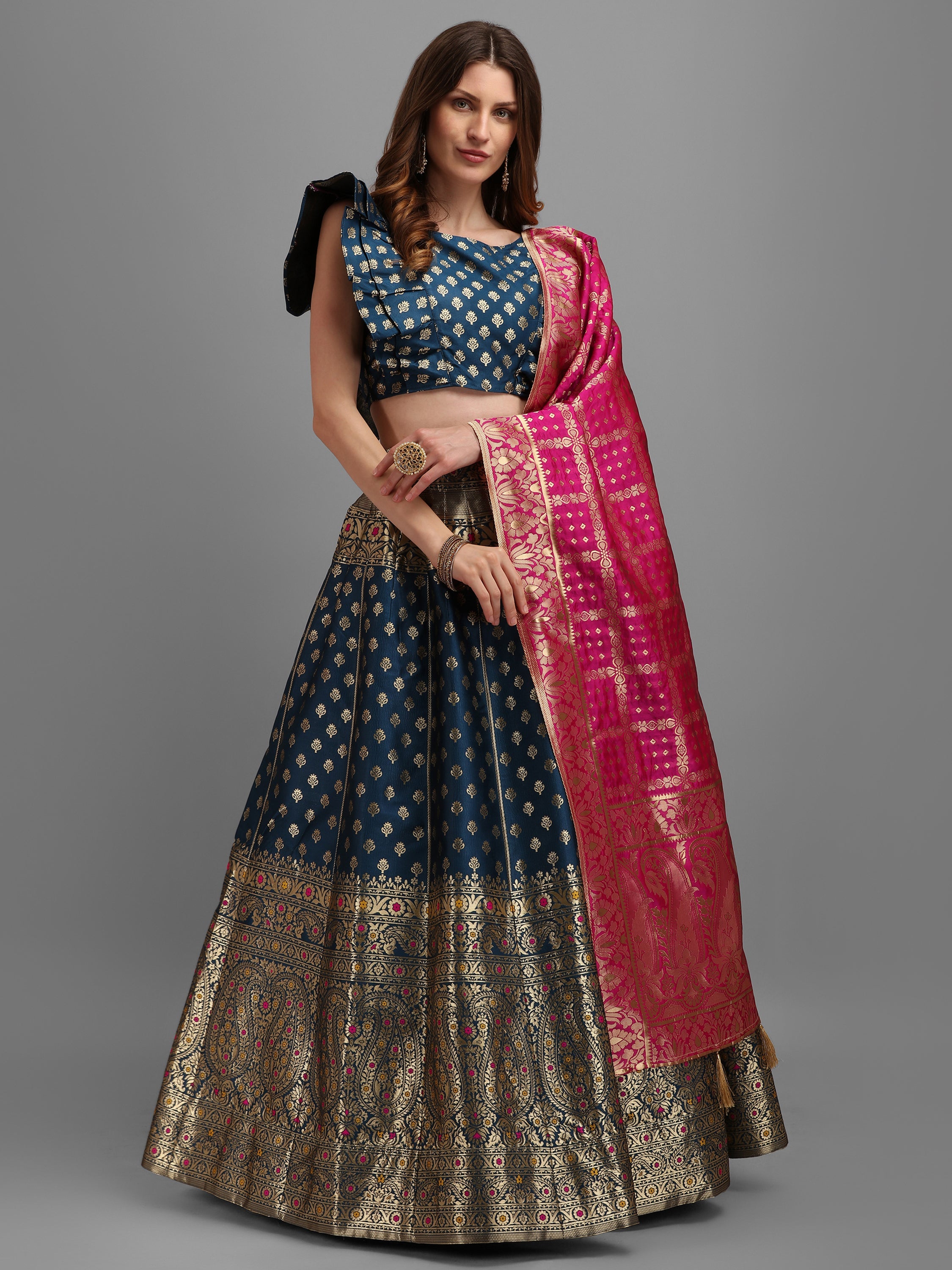 Women Rama Self Design Print Lehenga