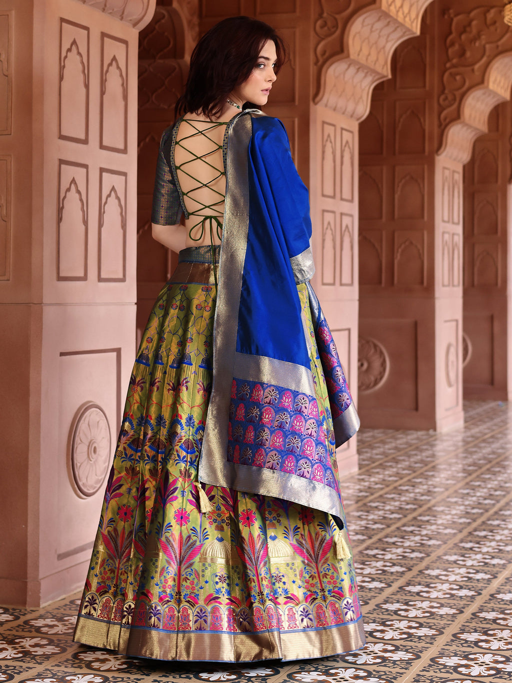 Woven With Zari Timeless Motifs Mehndi Lehenga Choli