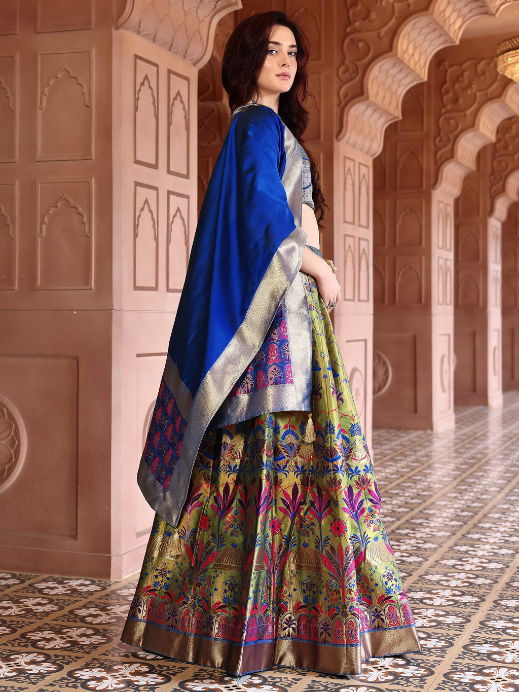 Woven With Zari Timeless Motifs Mehndi Lehenga Choli