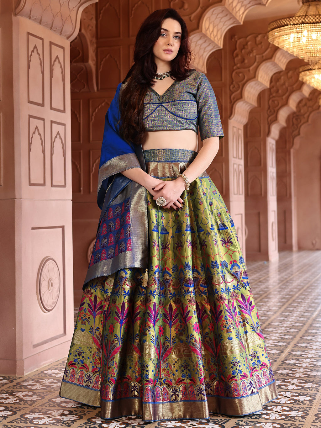 Woven With Zari Timeless Motifs Mehndi Lehenga Choli