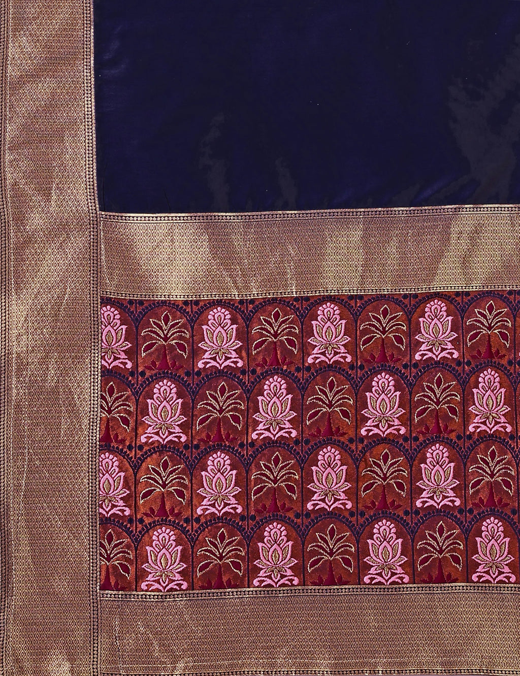 Woven With Zari Timeless Motifs Navy Blue Lehenga Choli