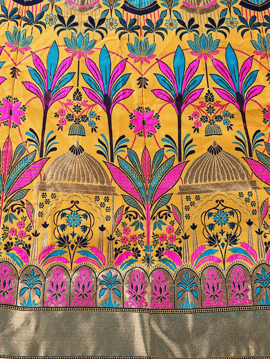 Woven With Zari Timeless Motifs Yellow Lehenga Choli