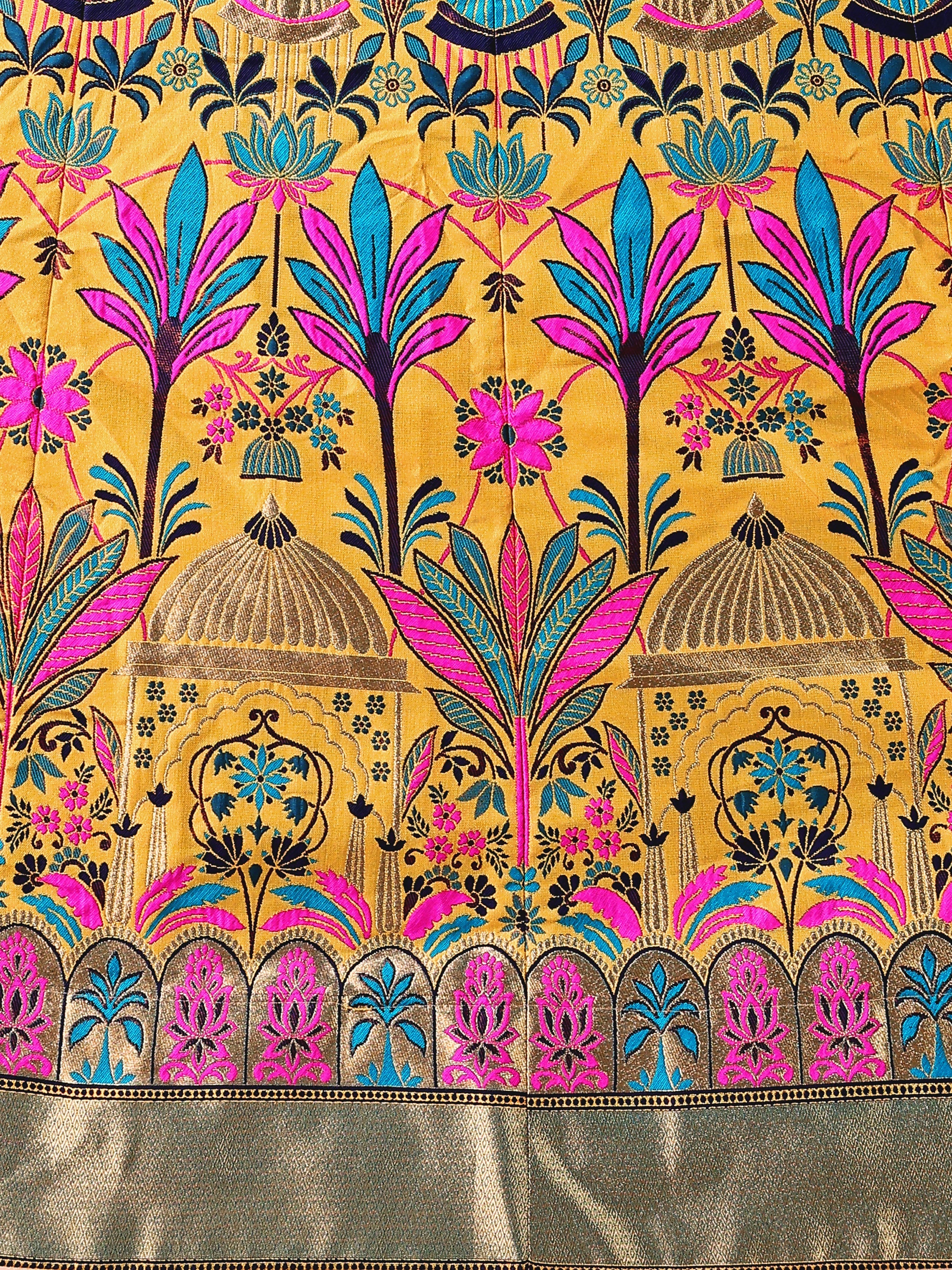 Woven With Zari Timeless Motifs Yellow Lehenga Choli