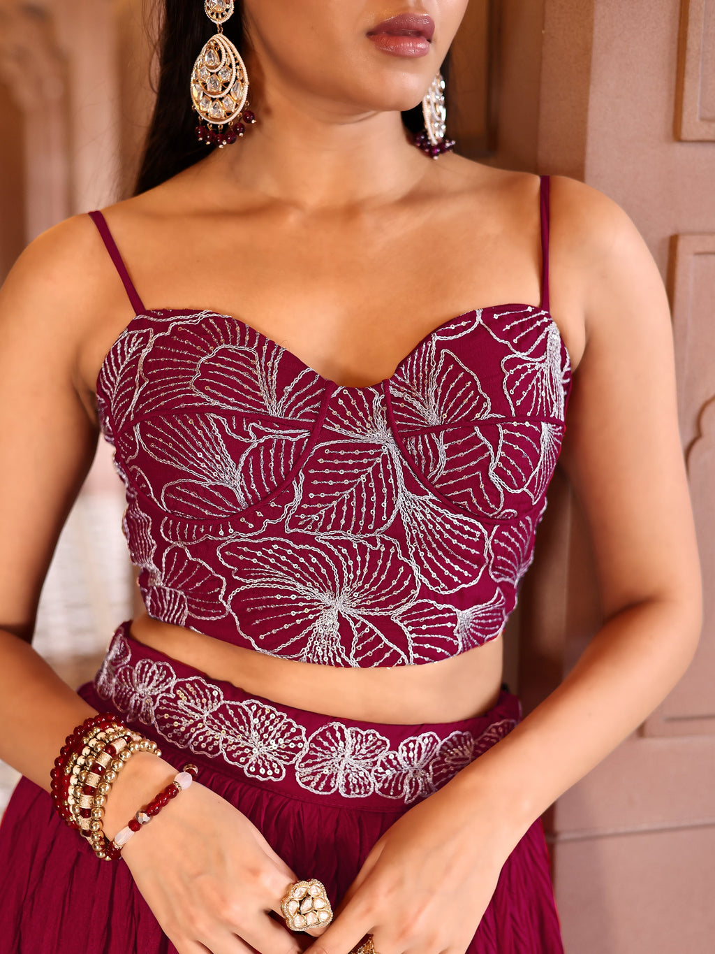 Often With Multiple Pleats Red Lehenga Choli