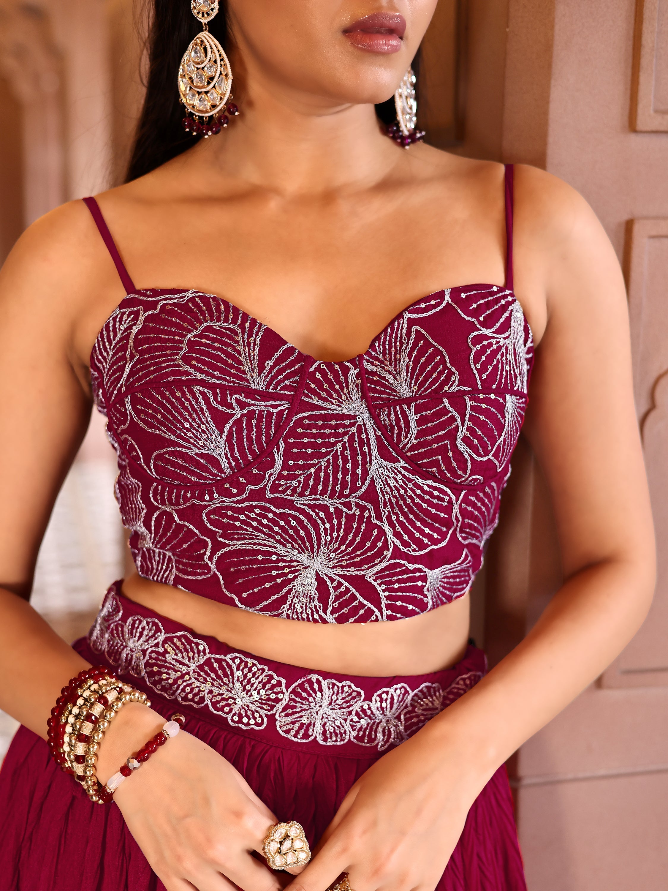 Often With Multiple Pleats Red Lehenga Choli