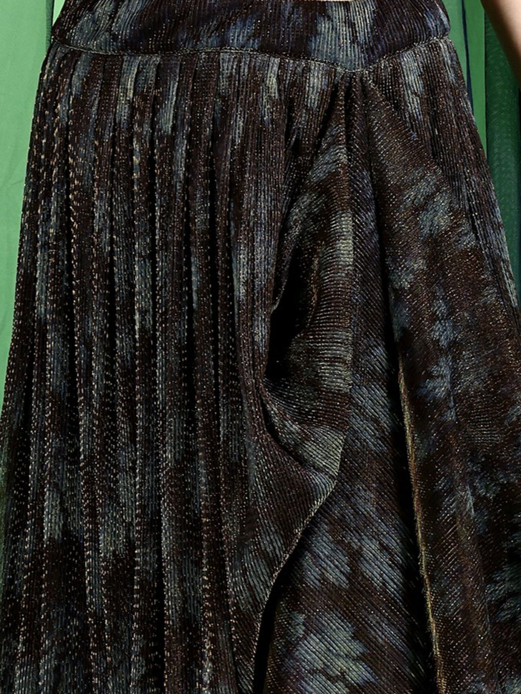 Dhoti-Style Paired Navy Blue lehenga Choli With Net Dupatta