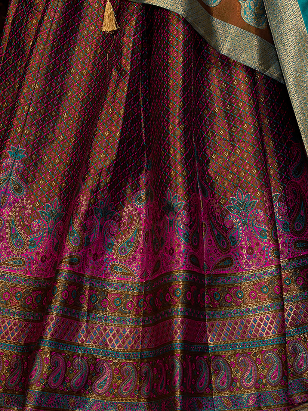 Women's Brown Kanjiwaram Lehengas