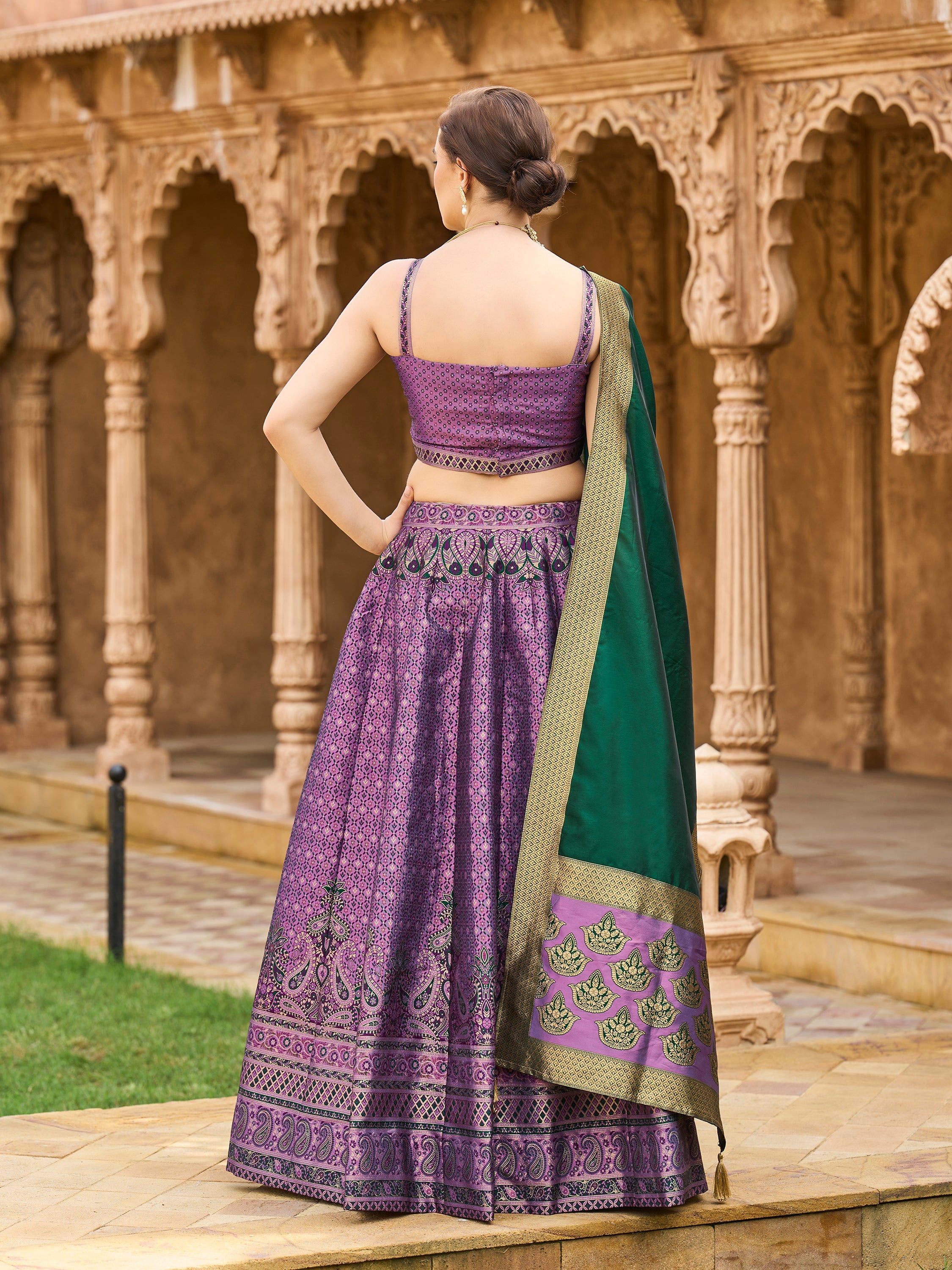 Women's Purple Kanjiwaram Lehengas