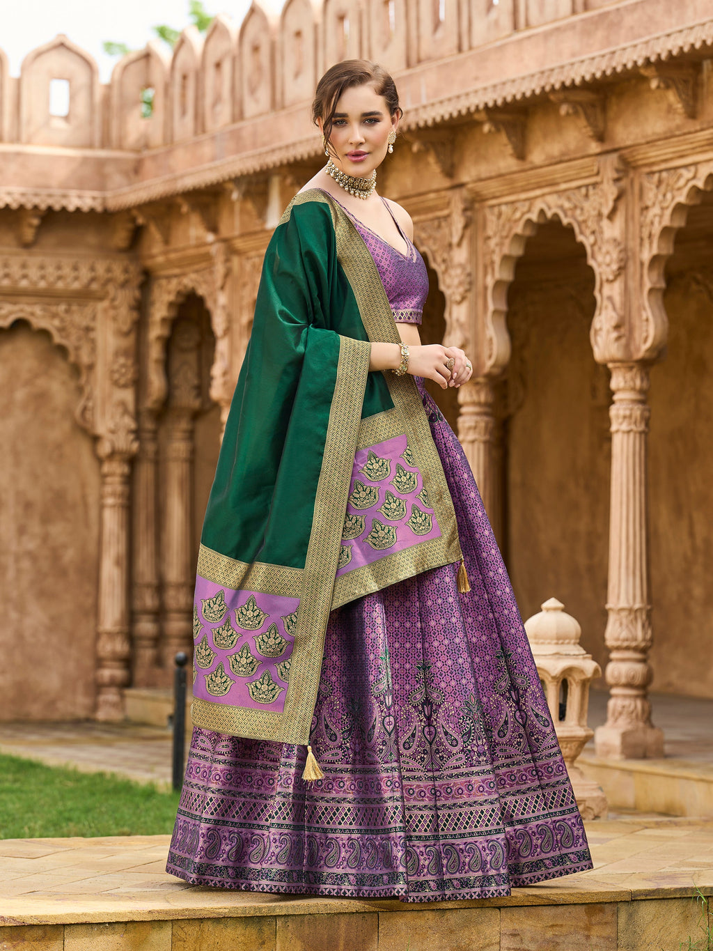 Women's Purple Kanjiwaram Lehengas