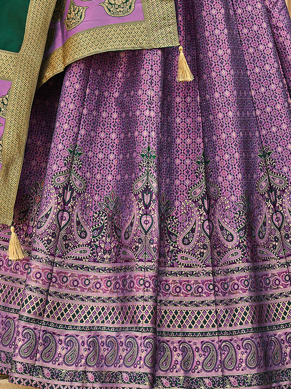 Women's Purple Kanjiwaram Lehengas