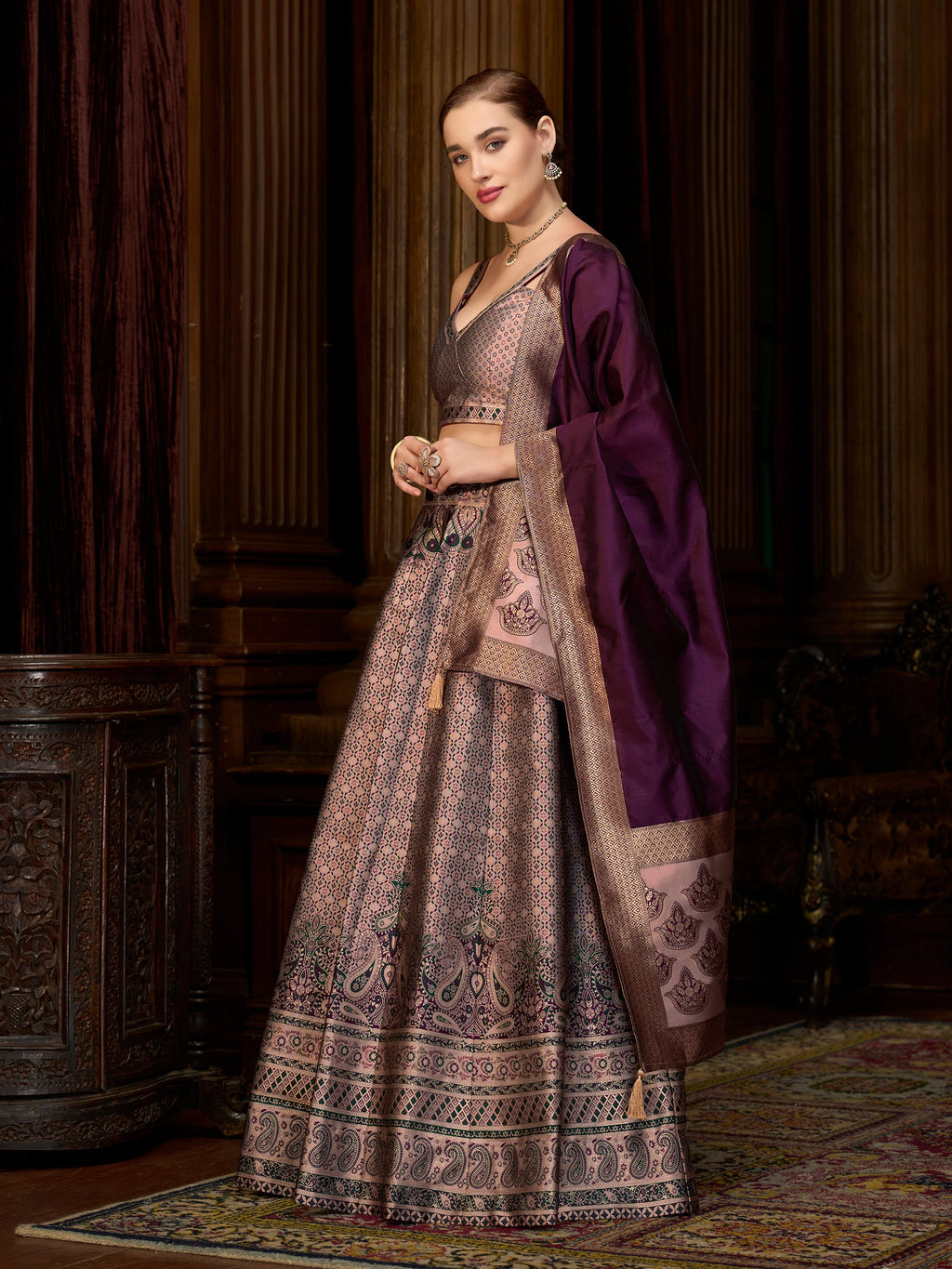 Women's Rose Kanjiwaram Lehengas
