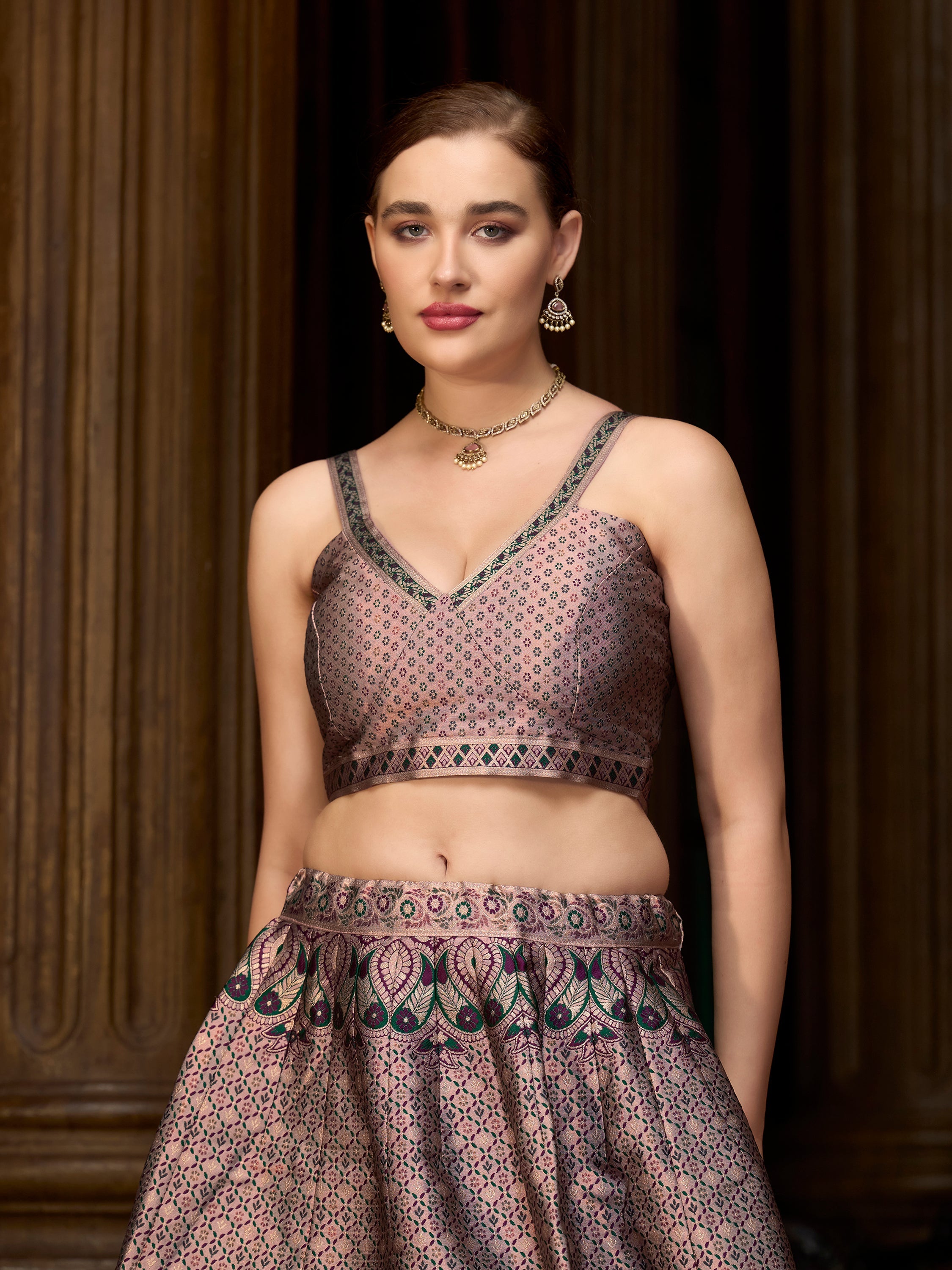 Women's Rose Kanjiwaram Lehengas