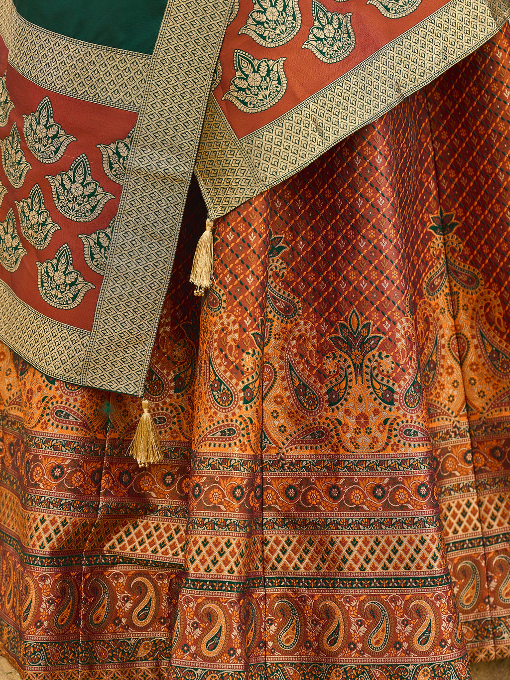 Women's Rust Kanjiwaram Lehengas