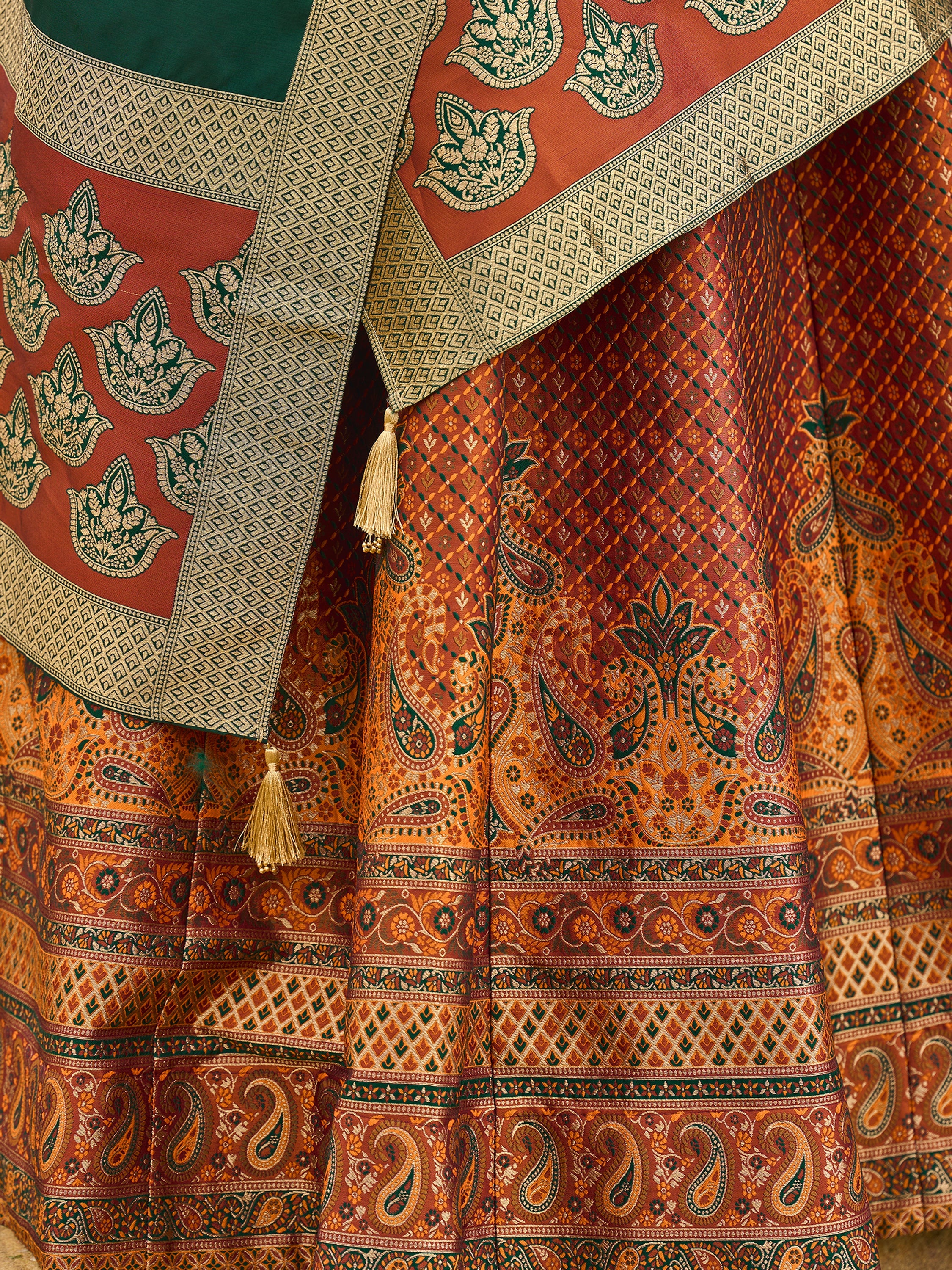 Women's Rust Kanjiwaram Lehengas