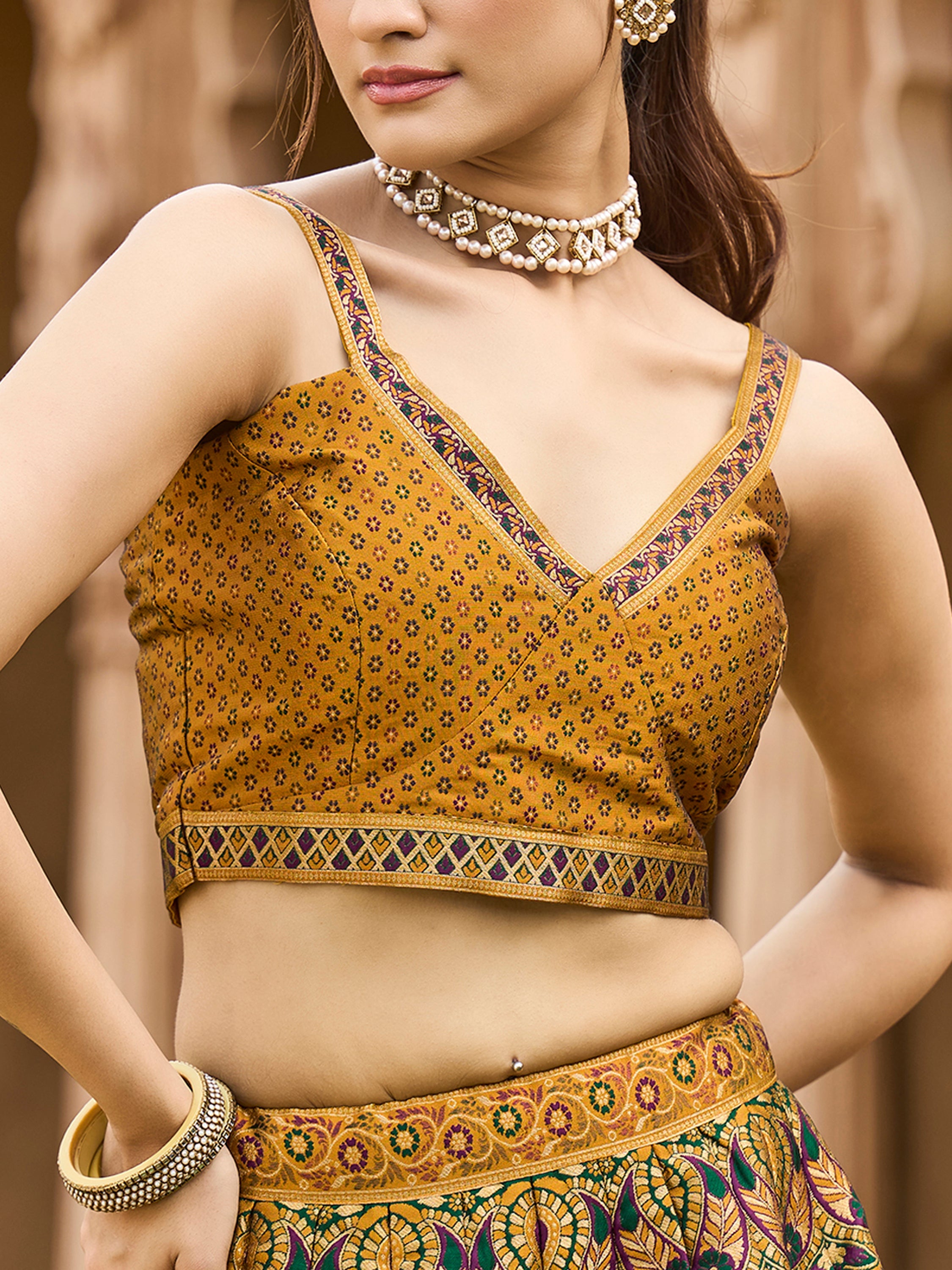 Women's Yellow Kanjiwaram Lehengas