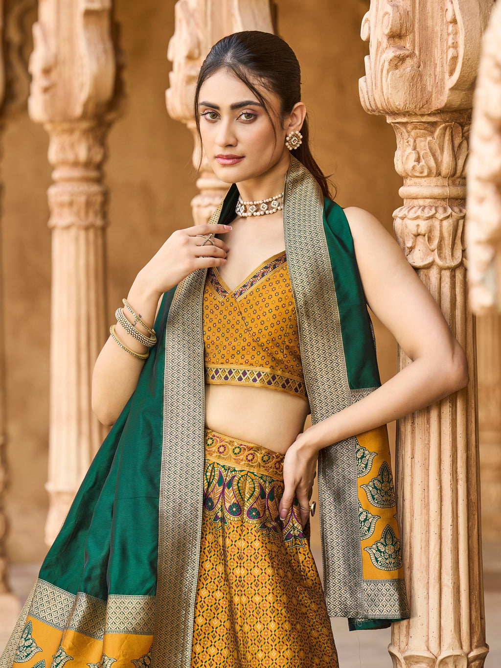 Women's Yellow Kanjiwaram Lehengas
