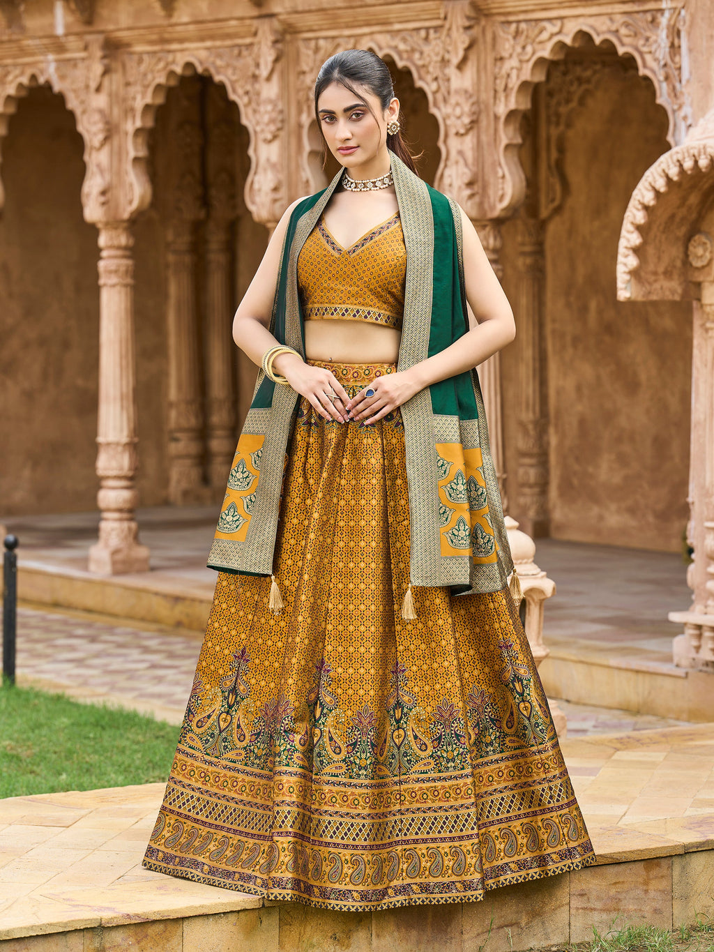 Women's Yellow Kanjiwaram Lehengas