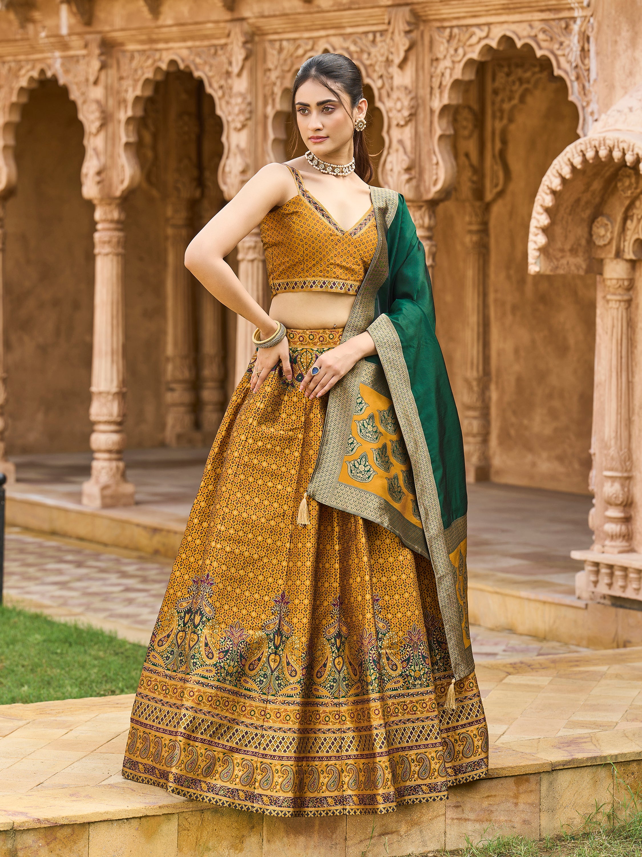 Women's Yellow Kanjiwaram Lehengas