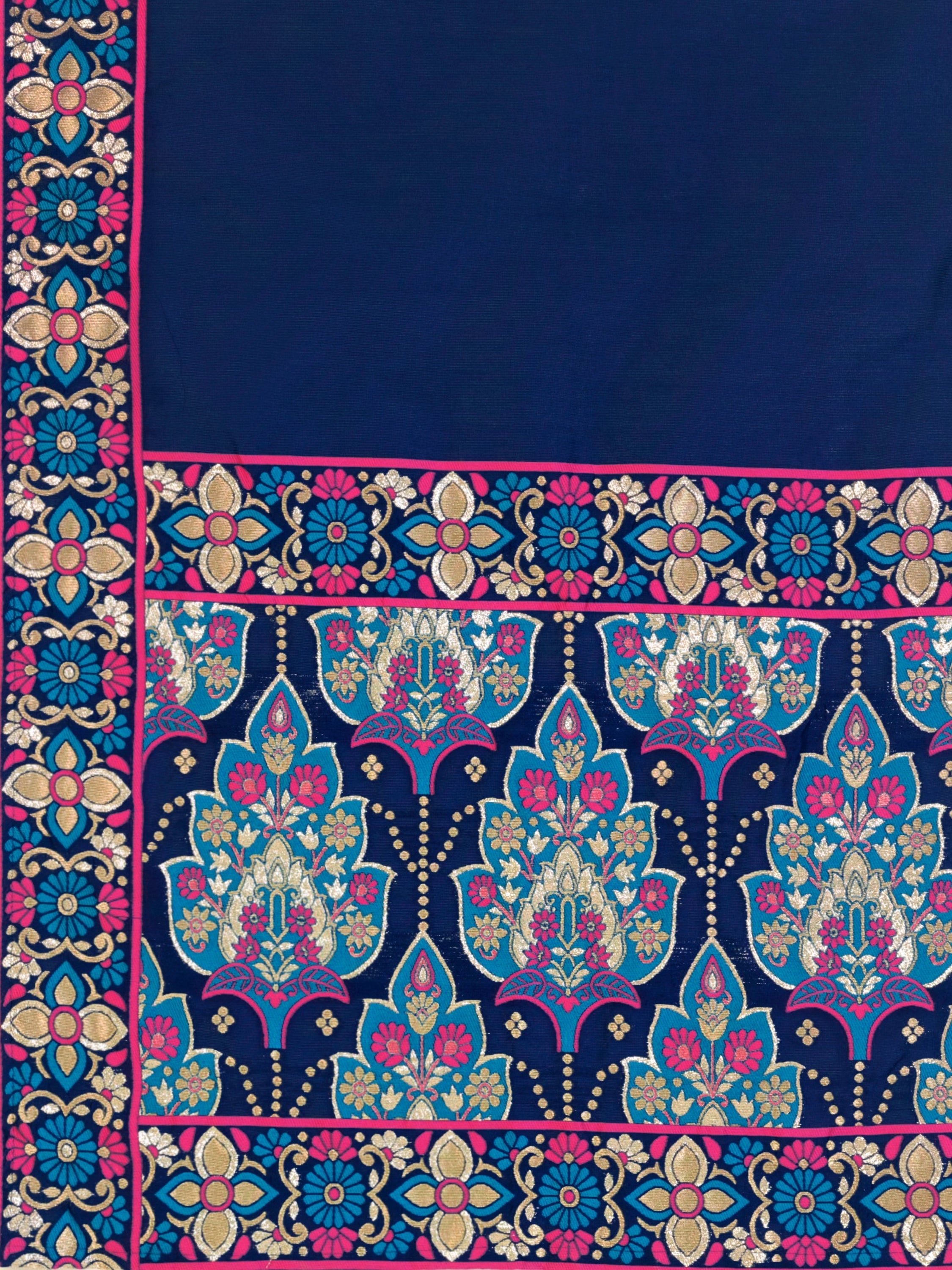 Women's Navy-Blue Jacquard Crape Lehengas